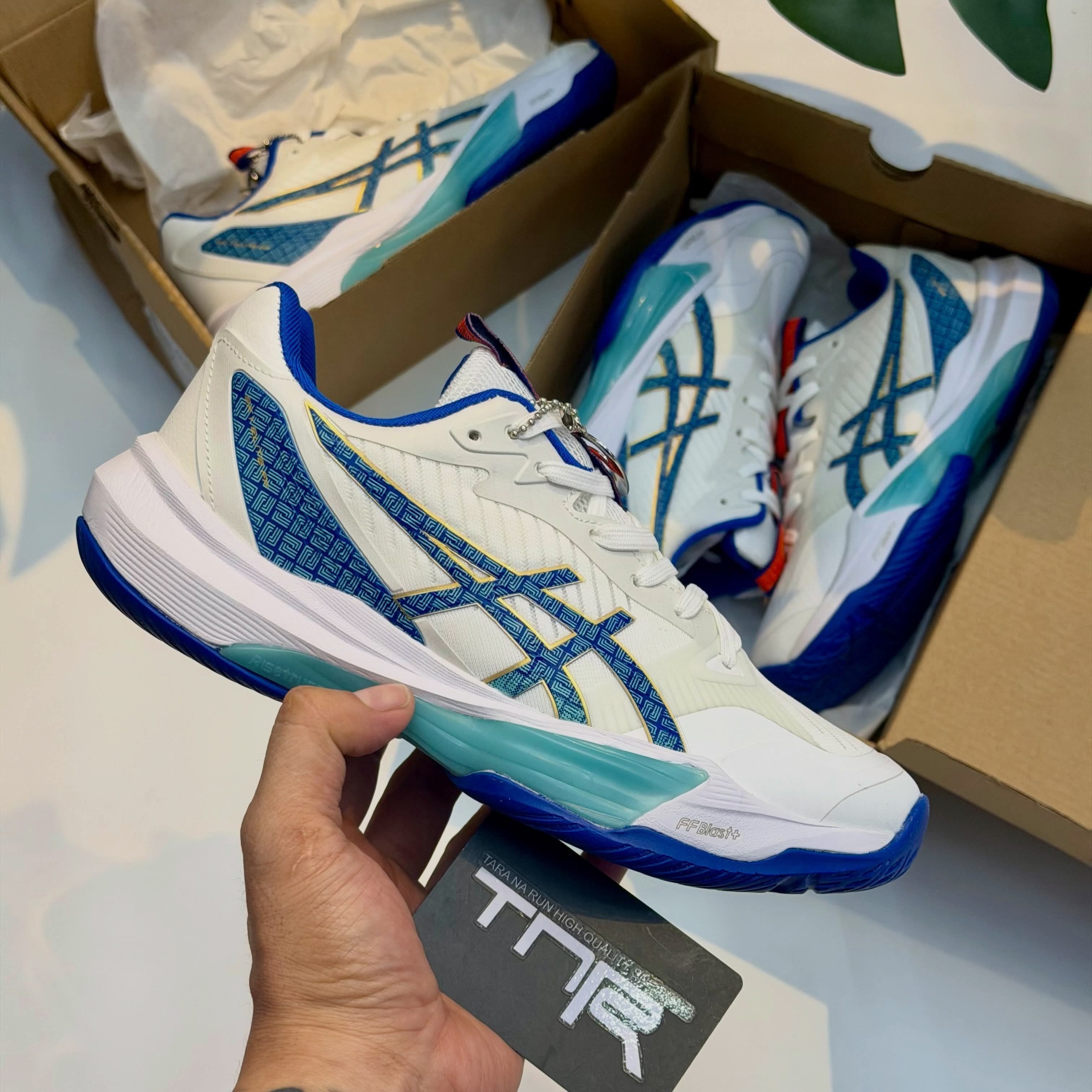 清爽蓝白撞色！Asics Sky Elite FF3，排球羽毛球室内实战球鞋