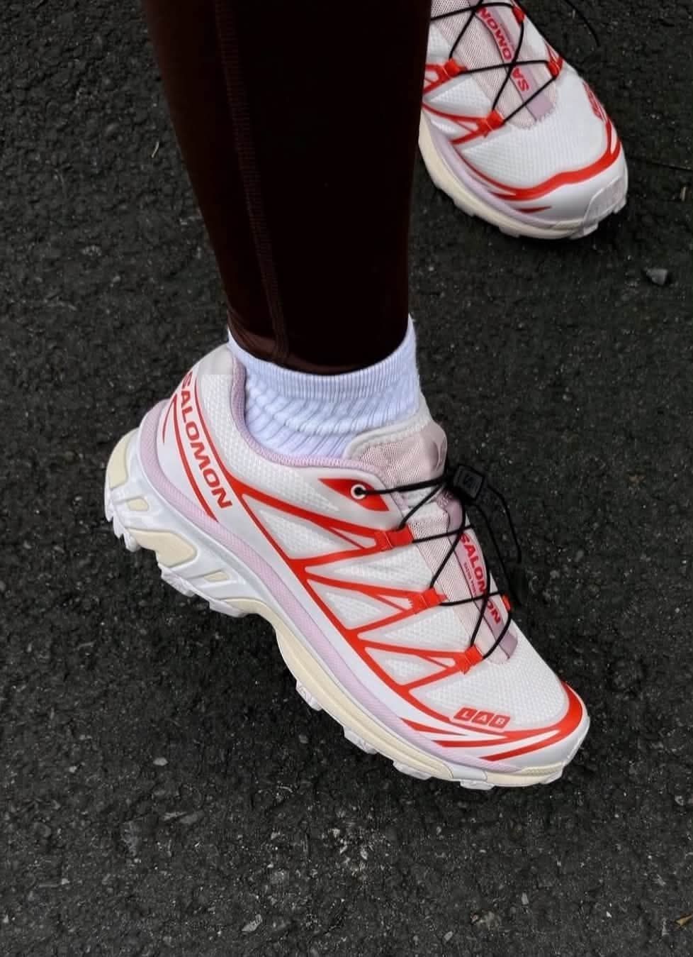 Salomon萨洛蒙 XT‑6 白红粉 户外机能复古越野跑鞋男女同款休闲鞋