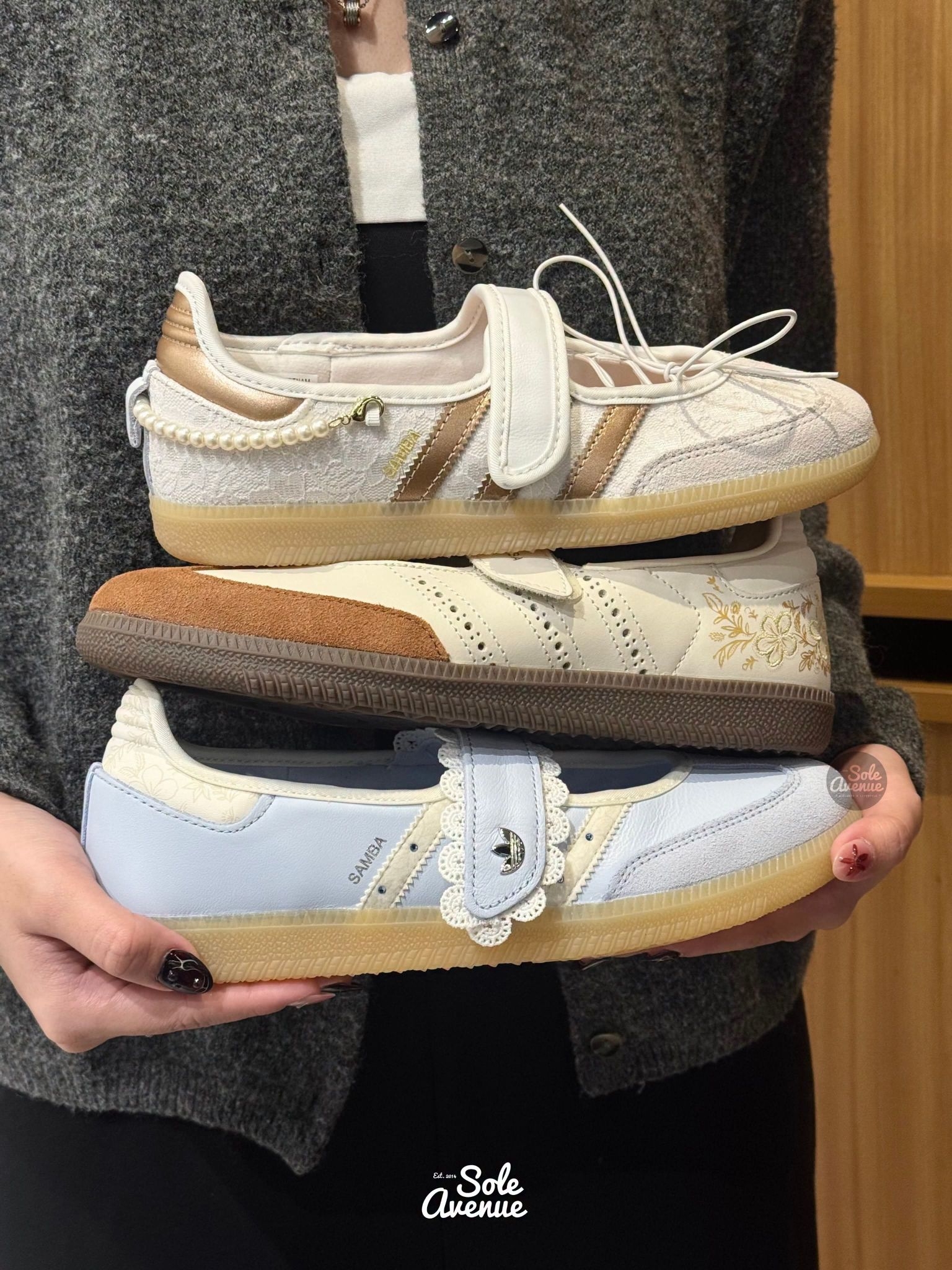 Adidas Samba 玛丽珍魔术贴款 蕾丝/珍珠/刺绣三色合集复古休闲鞋