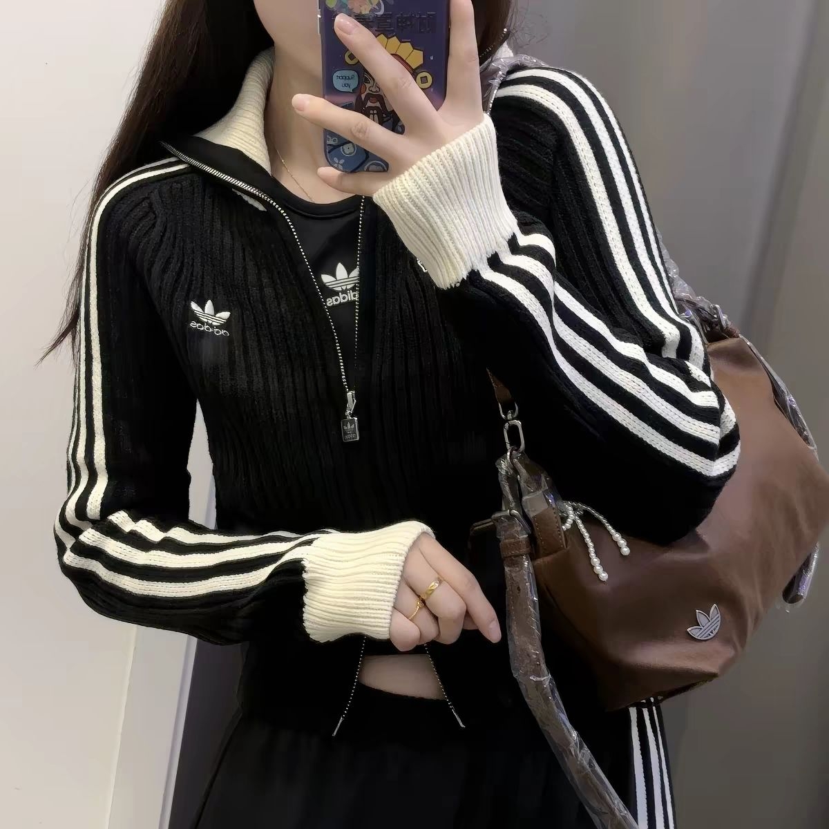  短款修身针织外套｜黑白拼接，显高显瘦绝了