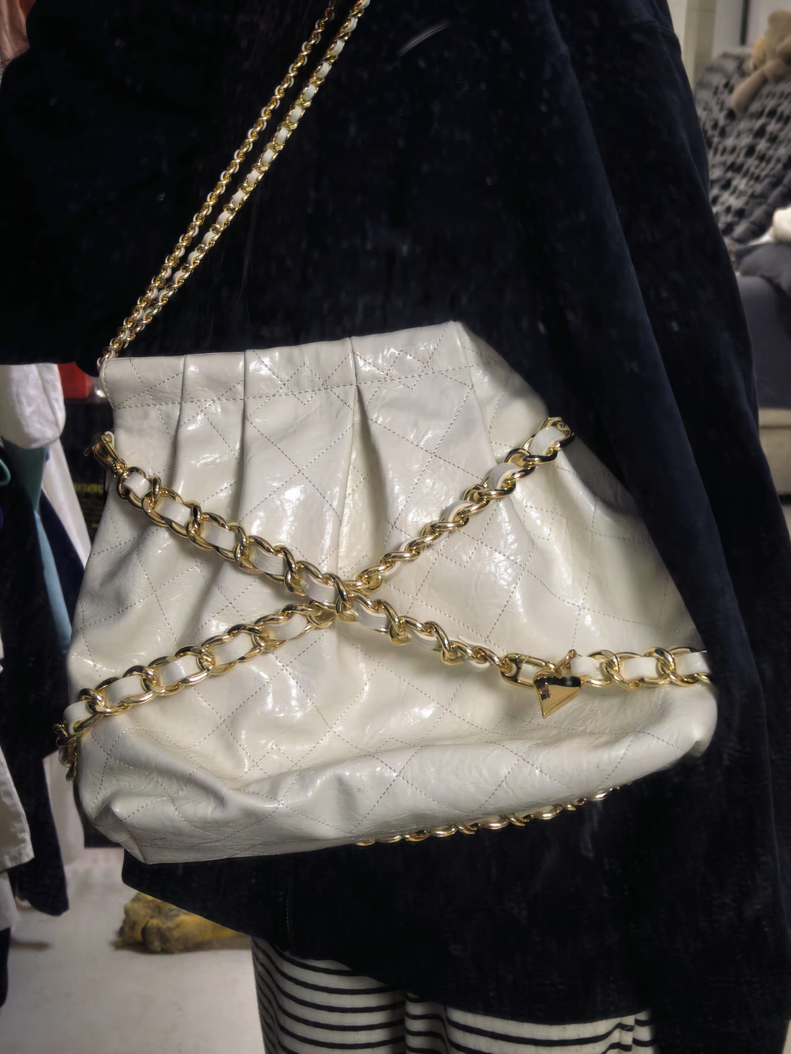 CK白色菱格子母托特