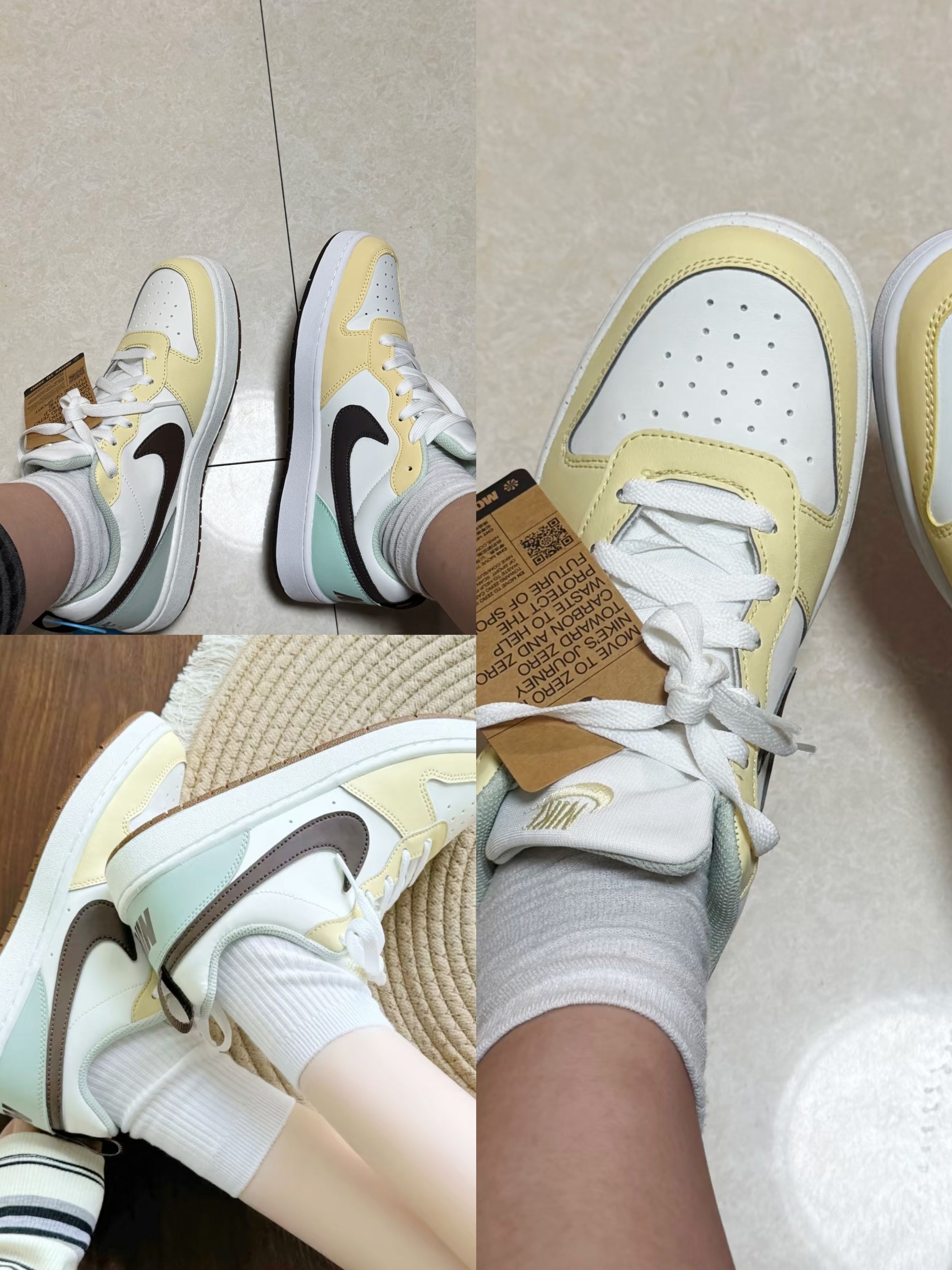家人们！Nike Court Borough GS白黄拼色板鞋来咯！