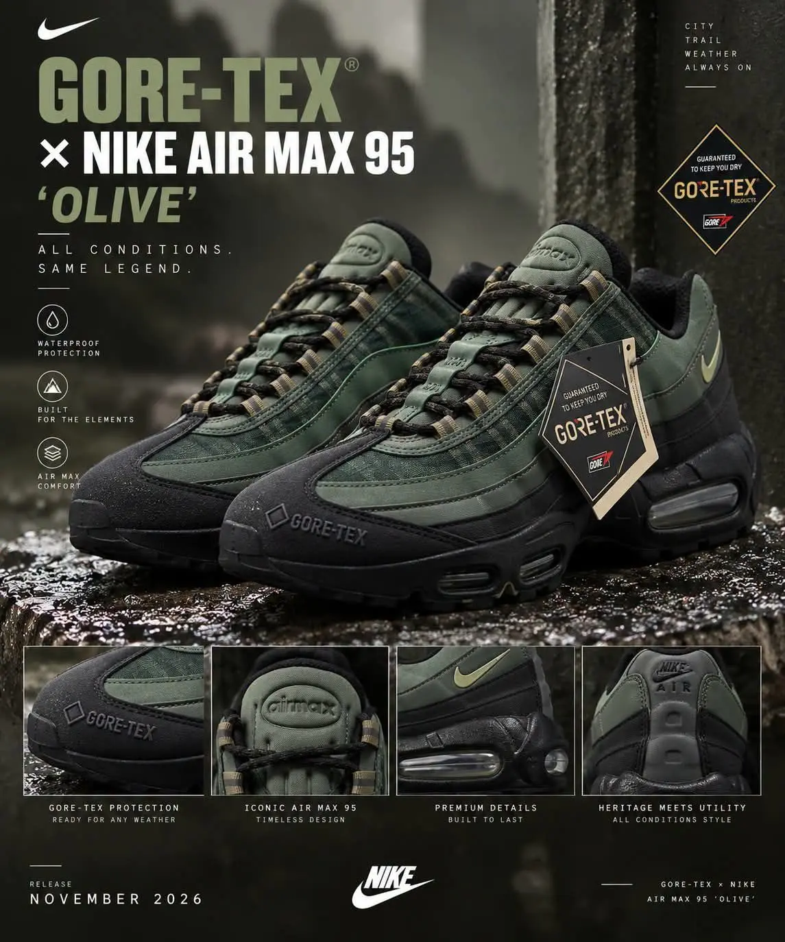 GORE‑TEX × Air Max 95 Olive 橄榄绿防水版本登场