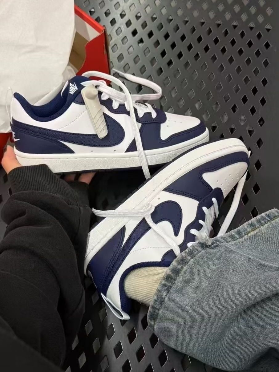 Nike Court Borough 2 GS白蓝黑曜石，38.5码上脚真的很适合学生党👟