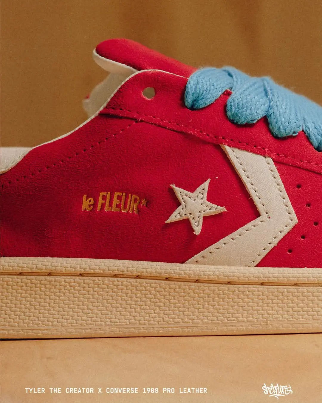 撞色美学!匡威Le FLEUR 红花复古板鞋,Tyler联名力作