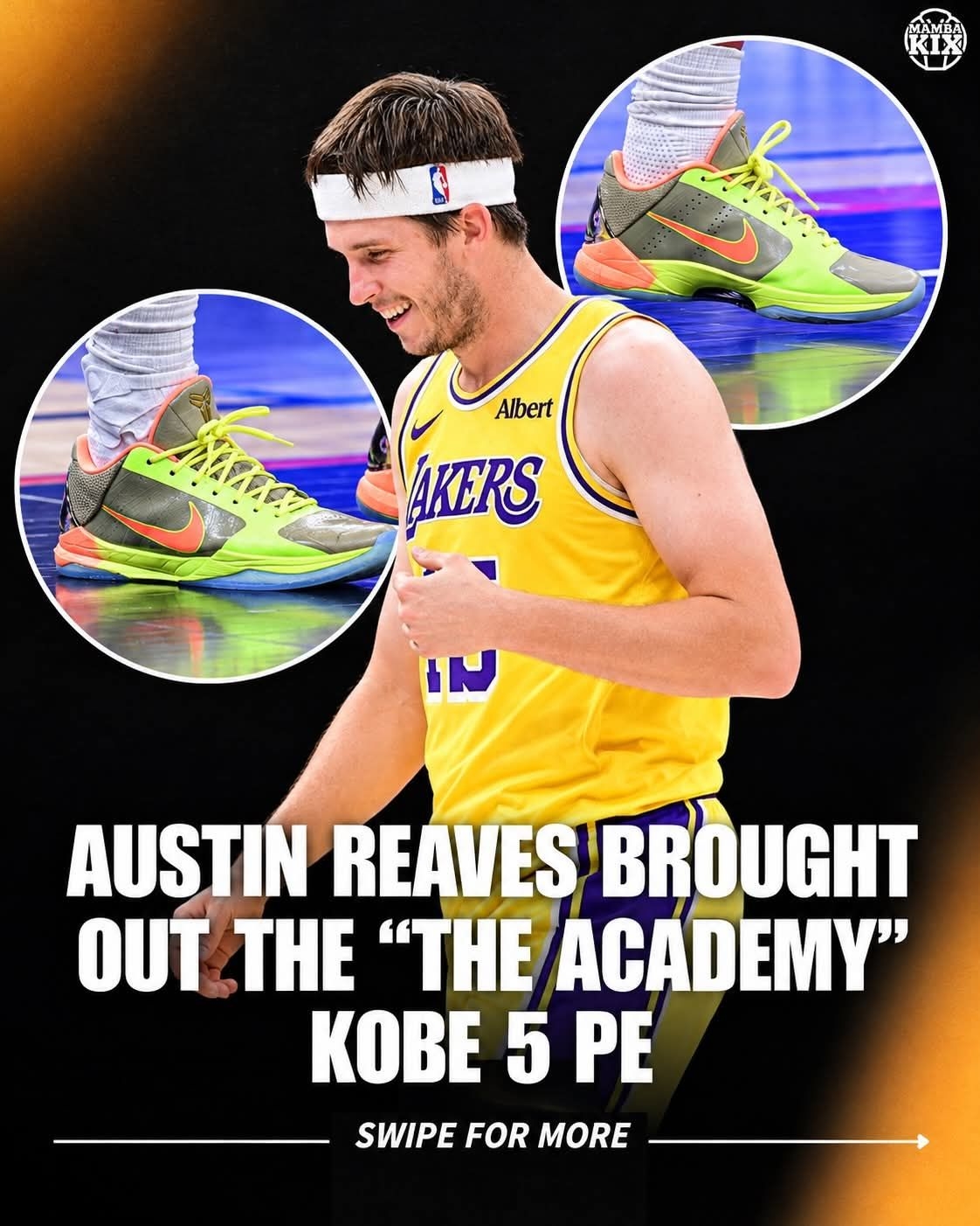 里夫斯上脚｜Kobe 5 PE “The Academy”球员专属版本