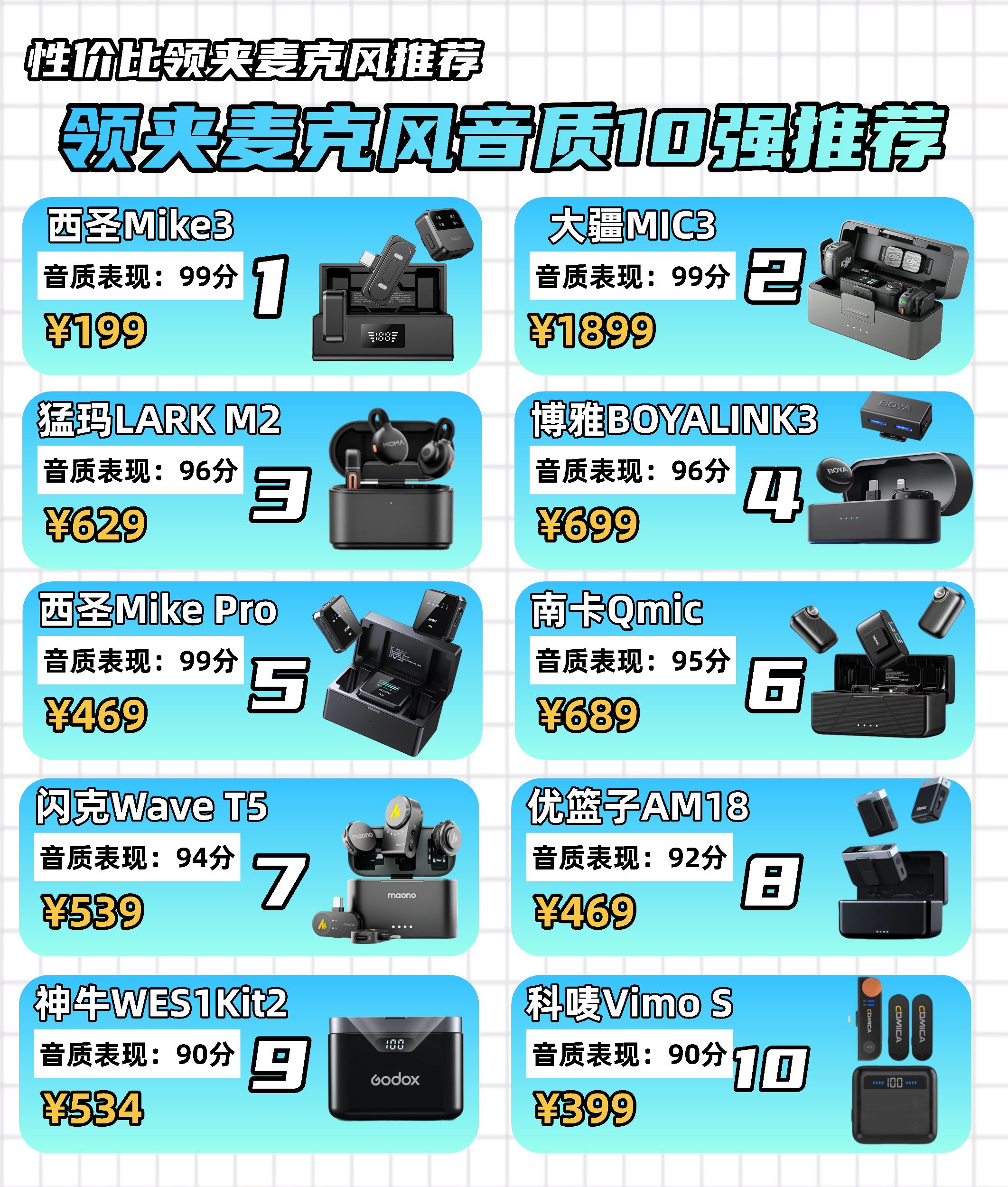 领夹麦克风音质10强推荐