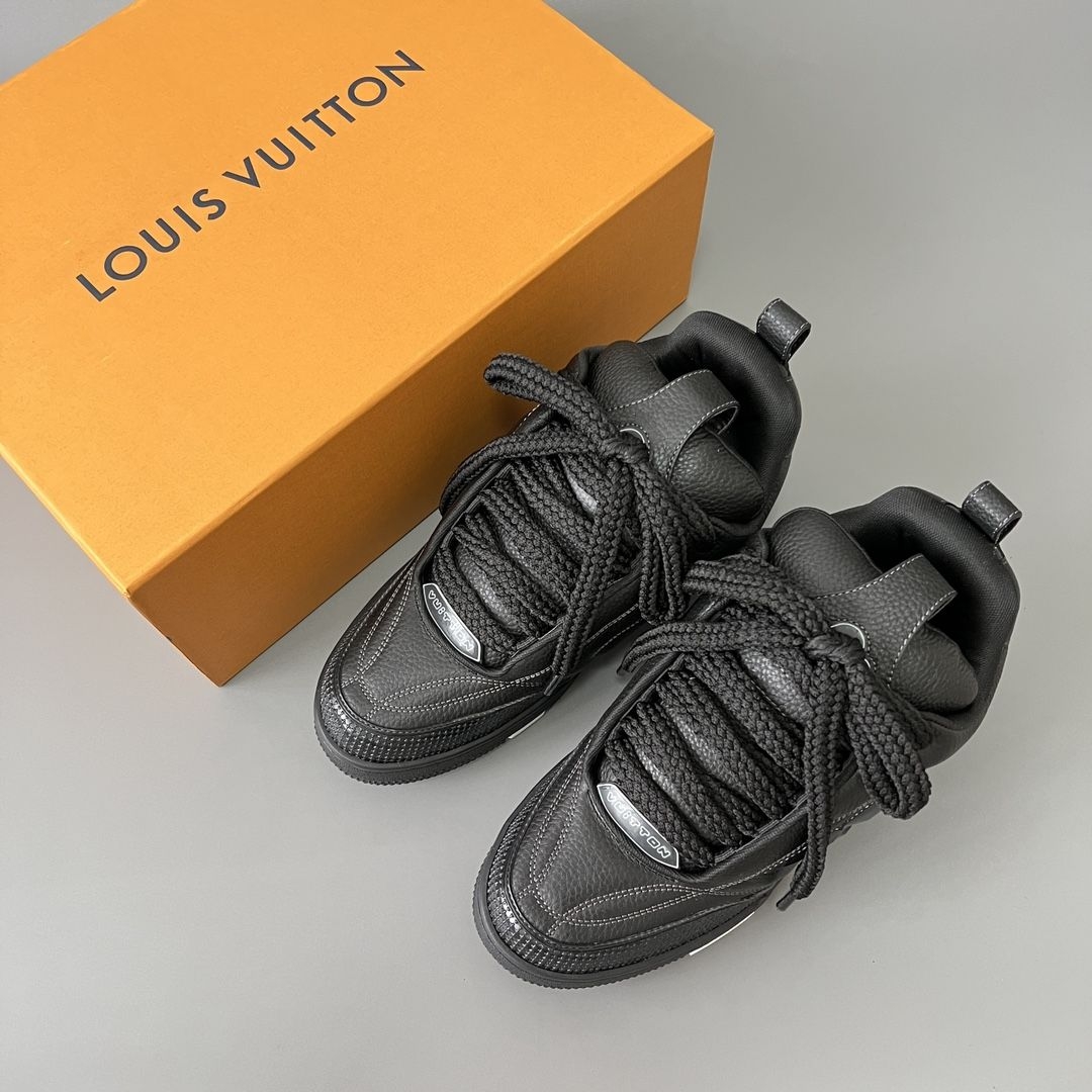 全黑荔枝纹LV Trainer|酷感黑武士,粗鞋带直接封神🖤