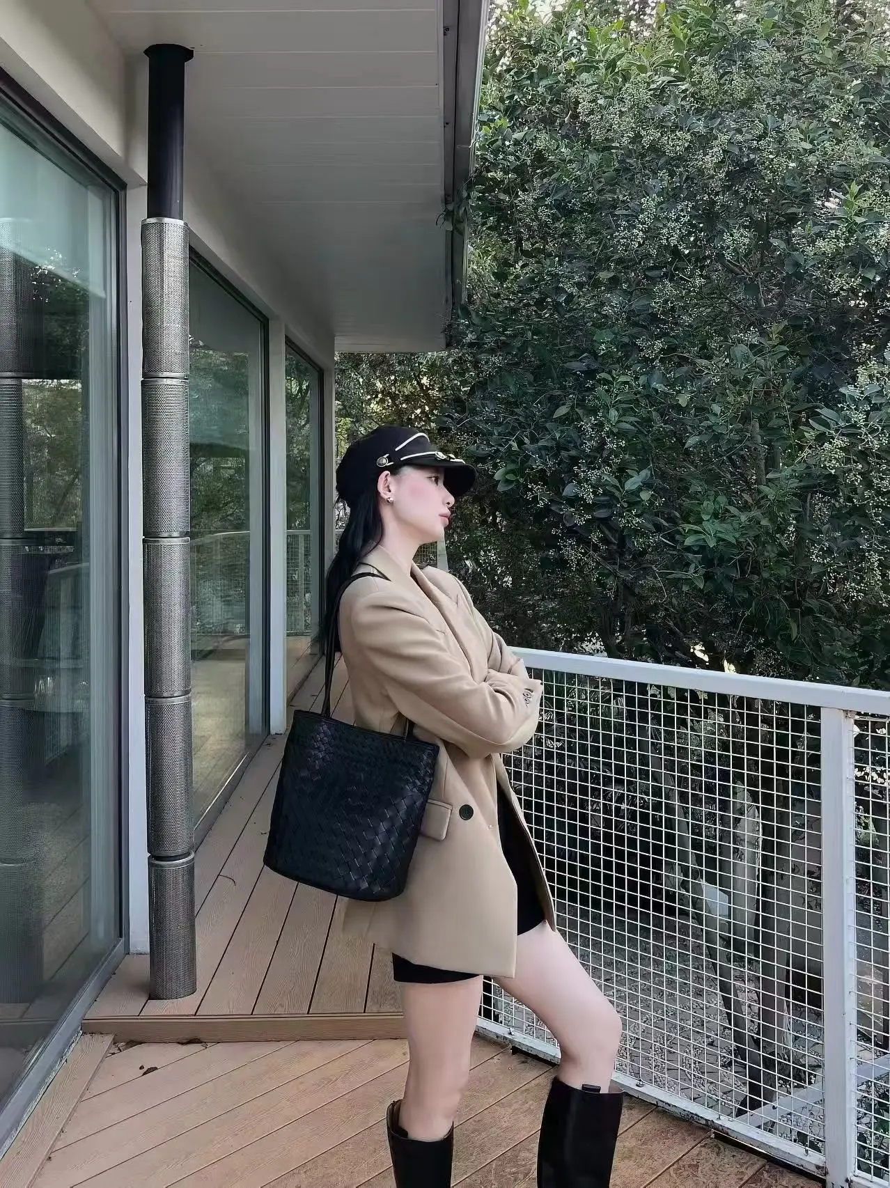 通勤刚需头层羊皮水桶包 编织设计大容量单肩女包