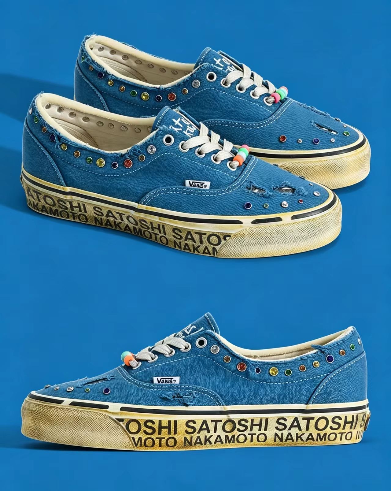 宝石派对!Satoshi Nakamoto × Vans Era95,破坏毛边+彩钻元素氛围感