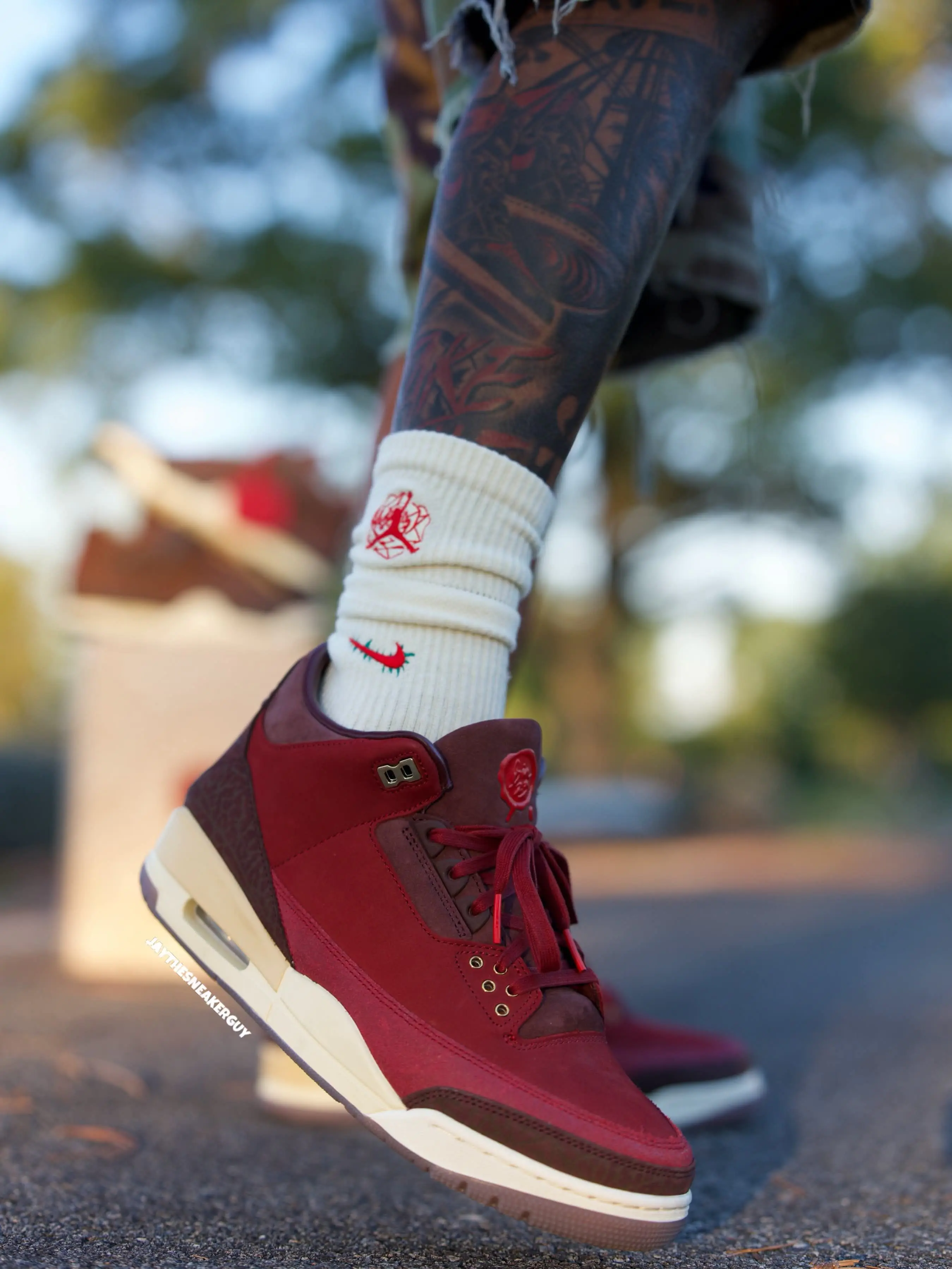 酒红复古盛宴🍷Air Jordan 3 全新定制酒红翻毛皮质感拉满