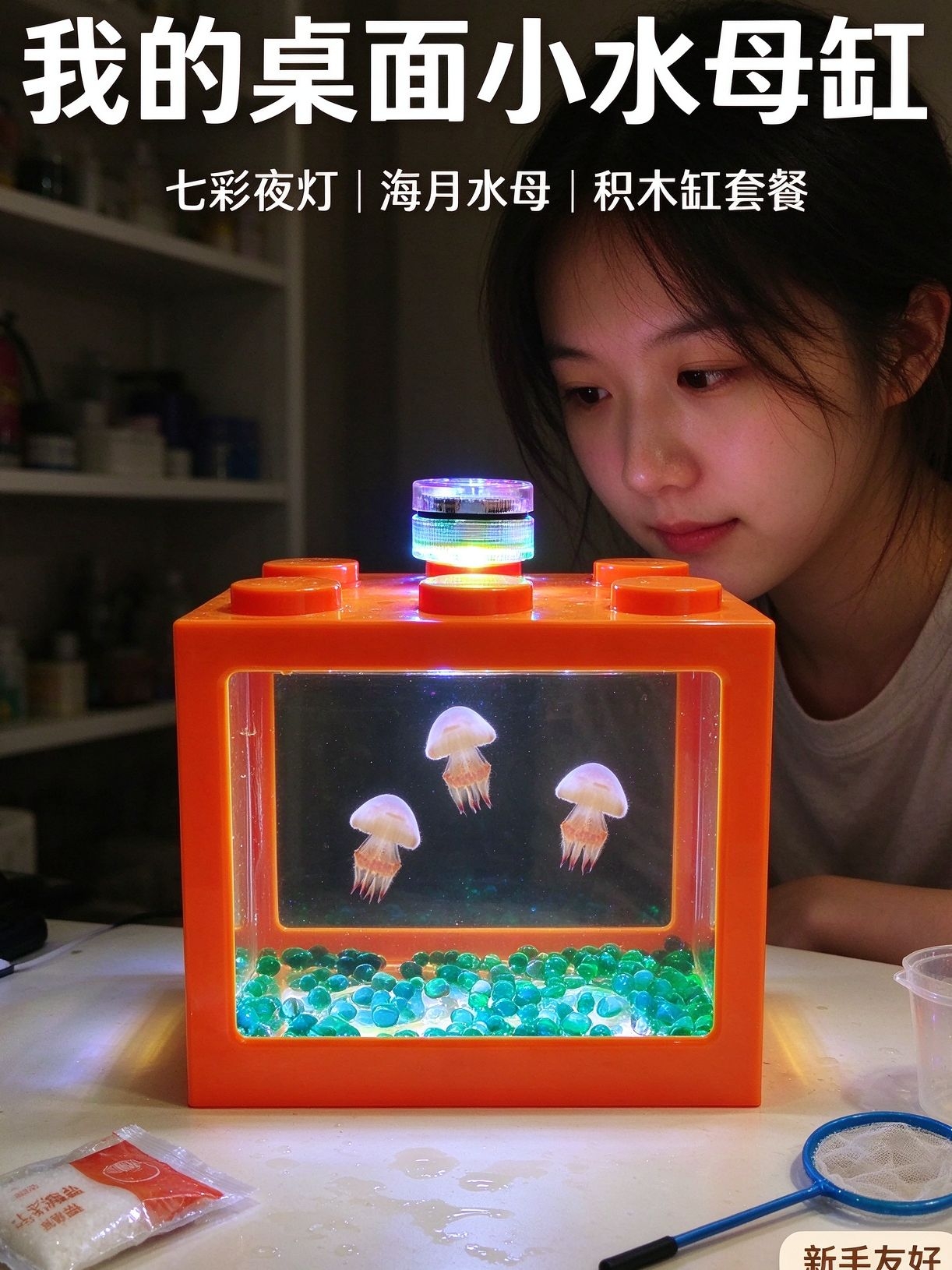 积木缸养水母观赏维护都省心