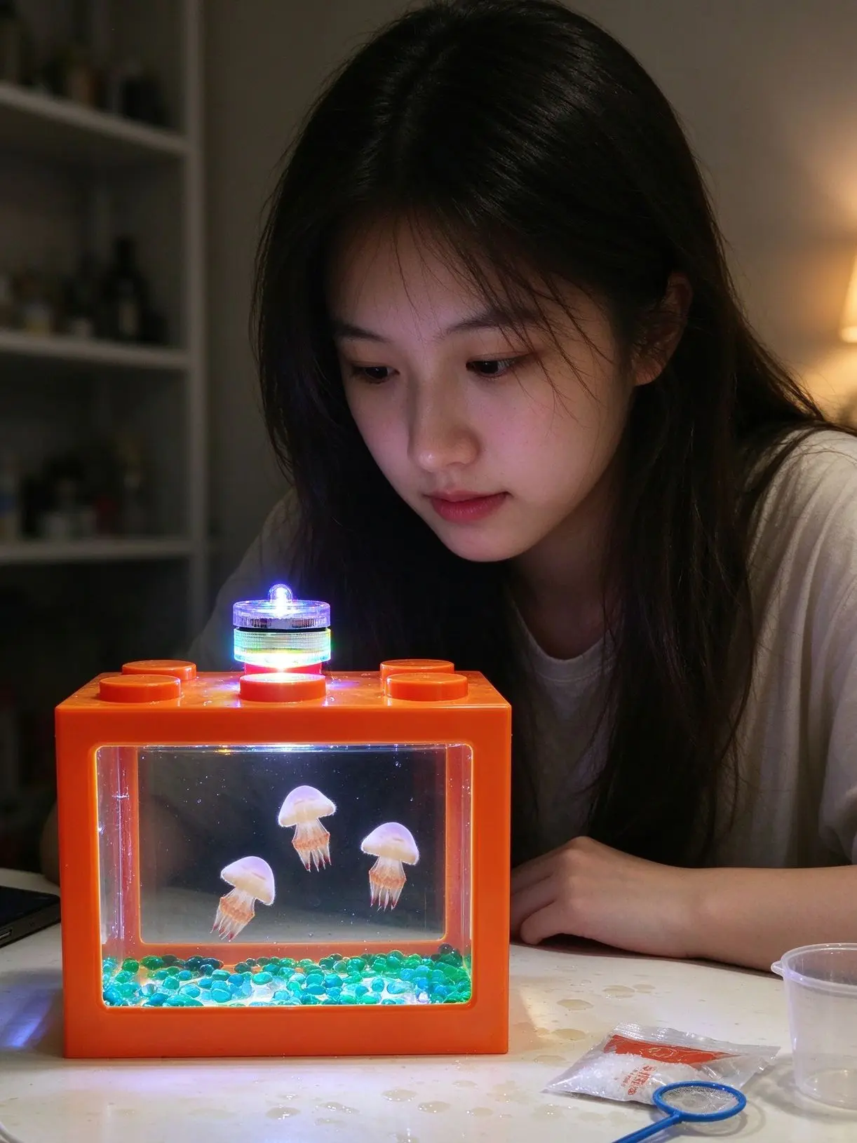 积木缸养水母观赏维护都省心