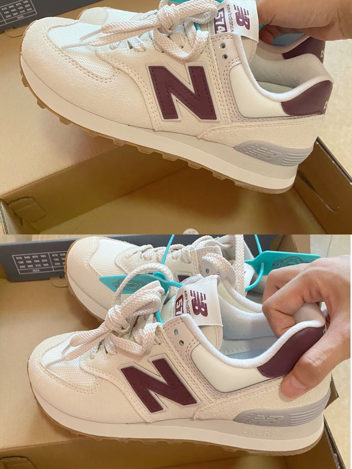 - NB574米白女款|足弓支撑,透气复古通勤跑鞋,情侣可搭