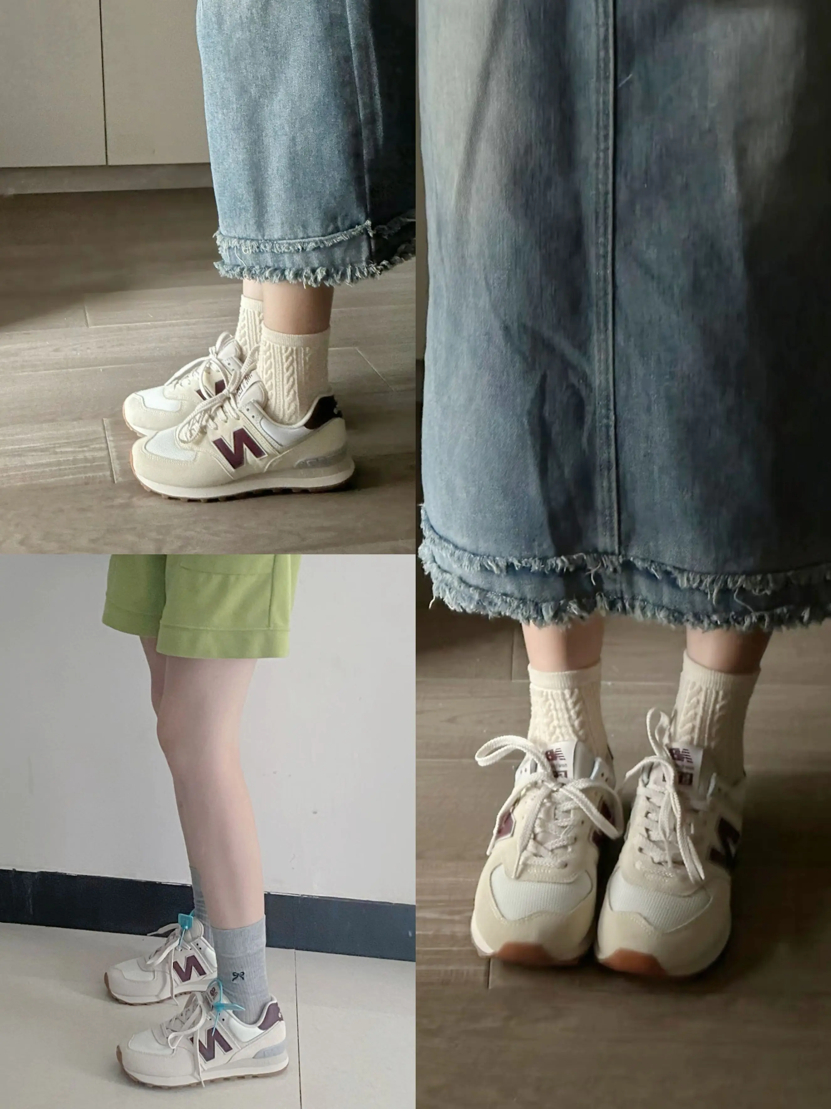 - NB574米白女款|足弓支撑,透气复古通勤跑鞋,情侣可搭