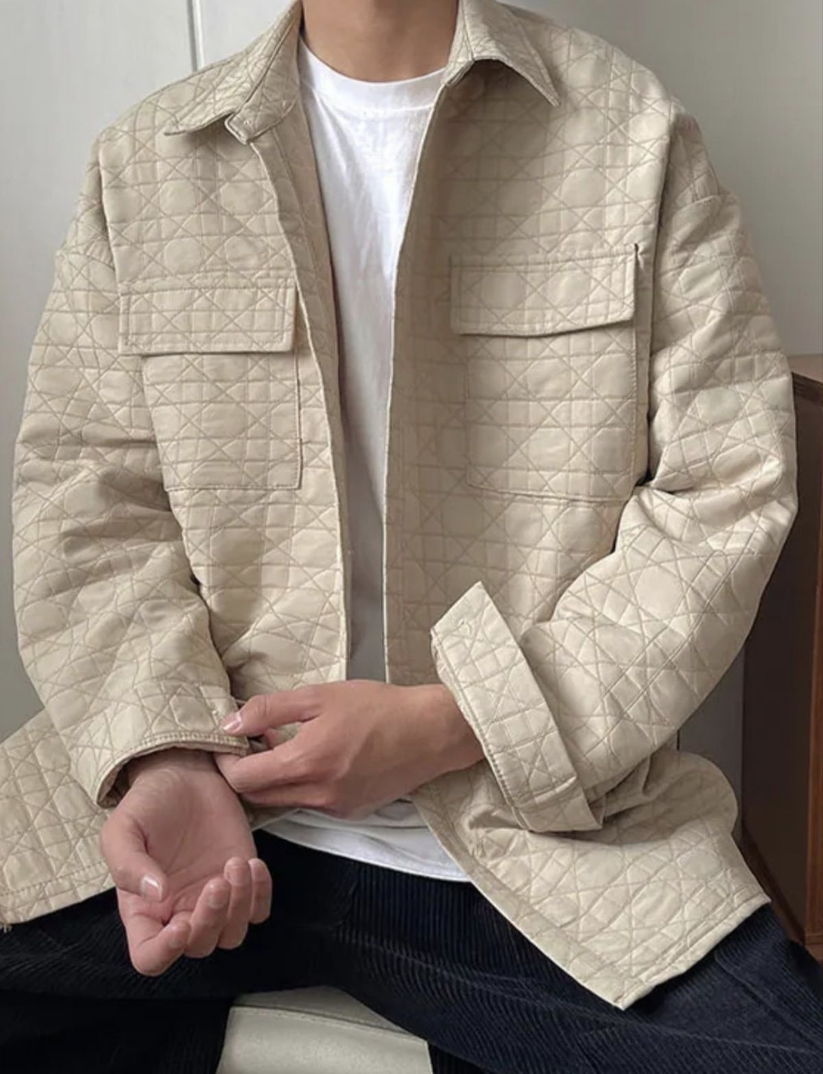 菱格绗缝衬衫外套|清爽少年感,早秋百搭款