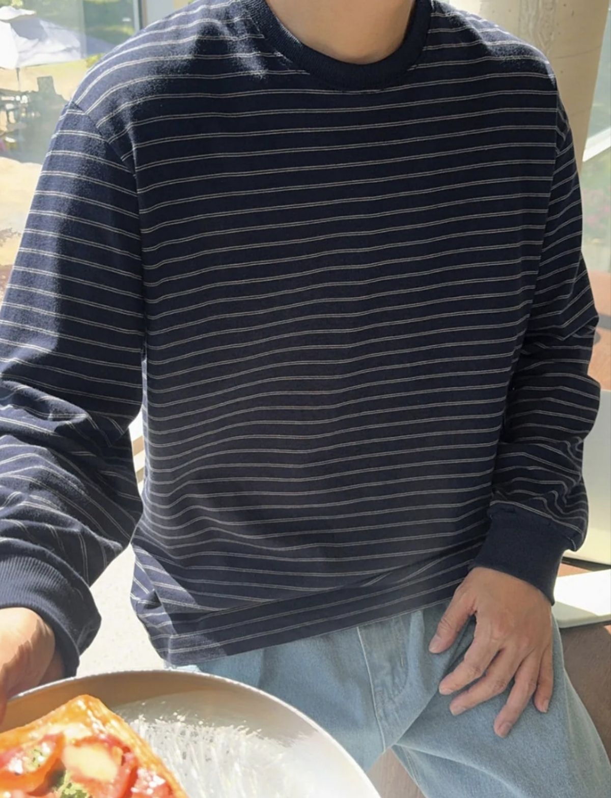 藏青条纹长袖|简约复古,男生清爽氛围感