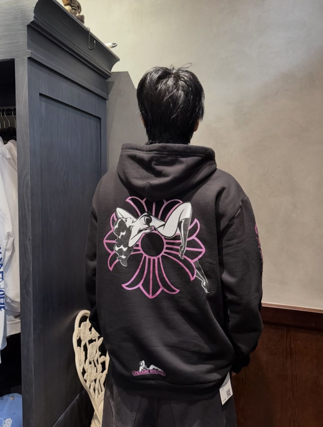 黑粉十字架连帽卫衣|美式高街重磅帽衫 男女同款oversize
