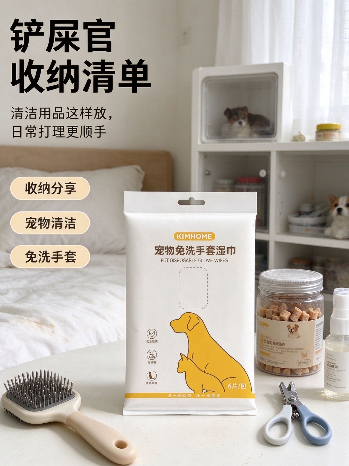 幼猫幼犬怕洗澡,免洗手套过渡期用得上