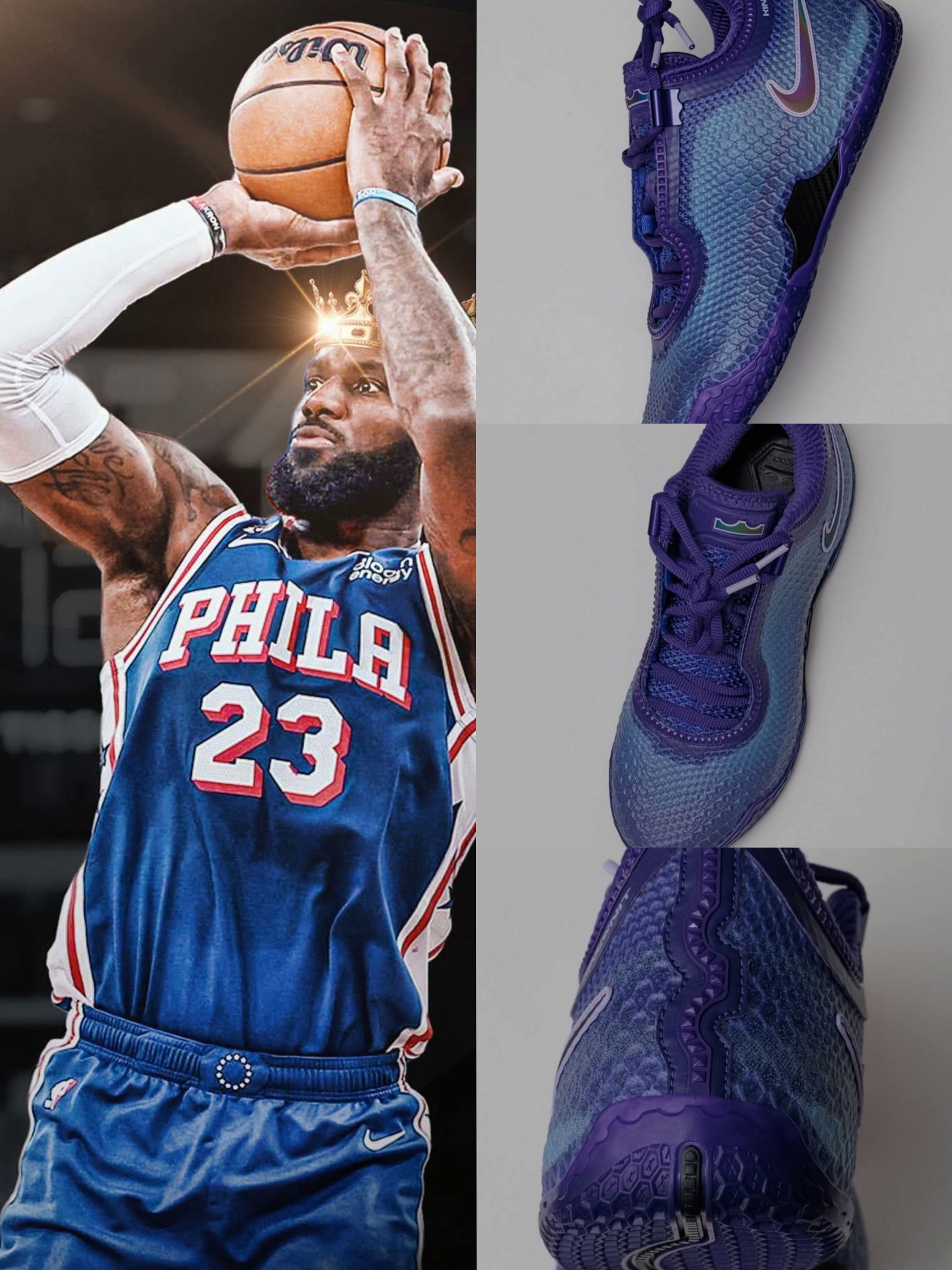 国王上新！詹姆斯上脚全新LeBron24紫配色