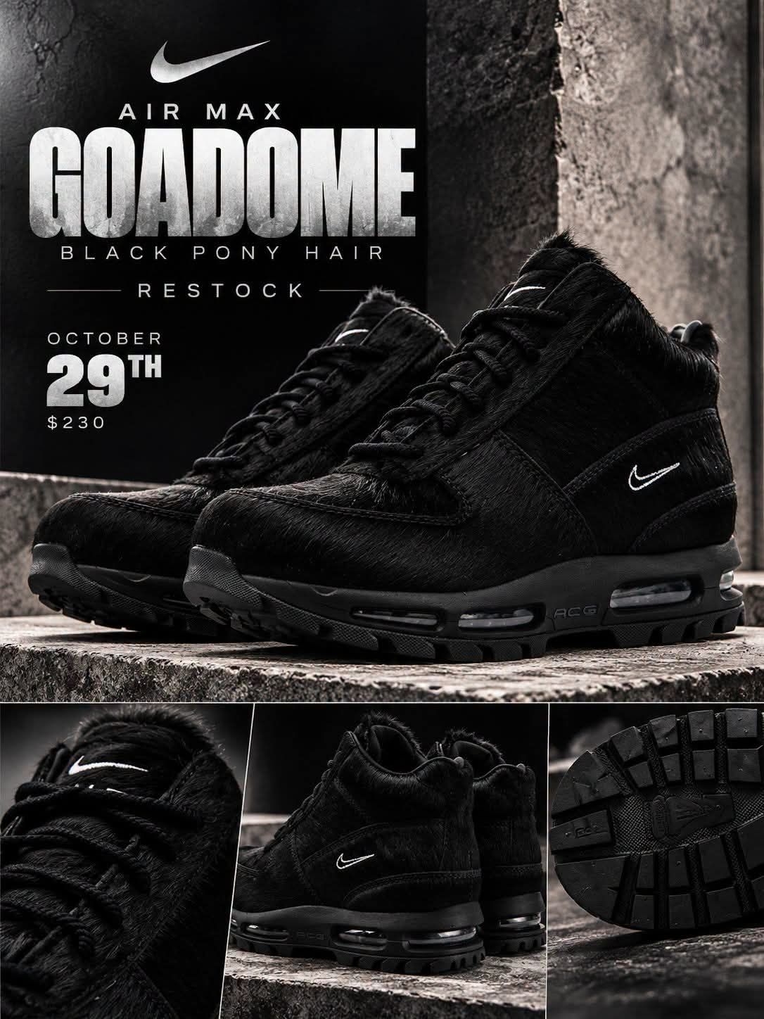 高级暗黑质感！Nike Air Max Goadome 黑色马毛版本补货回归