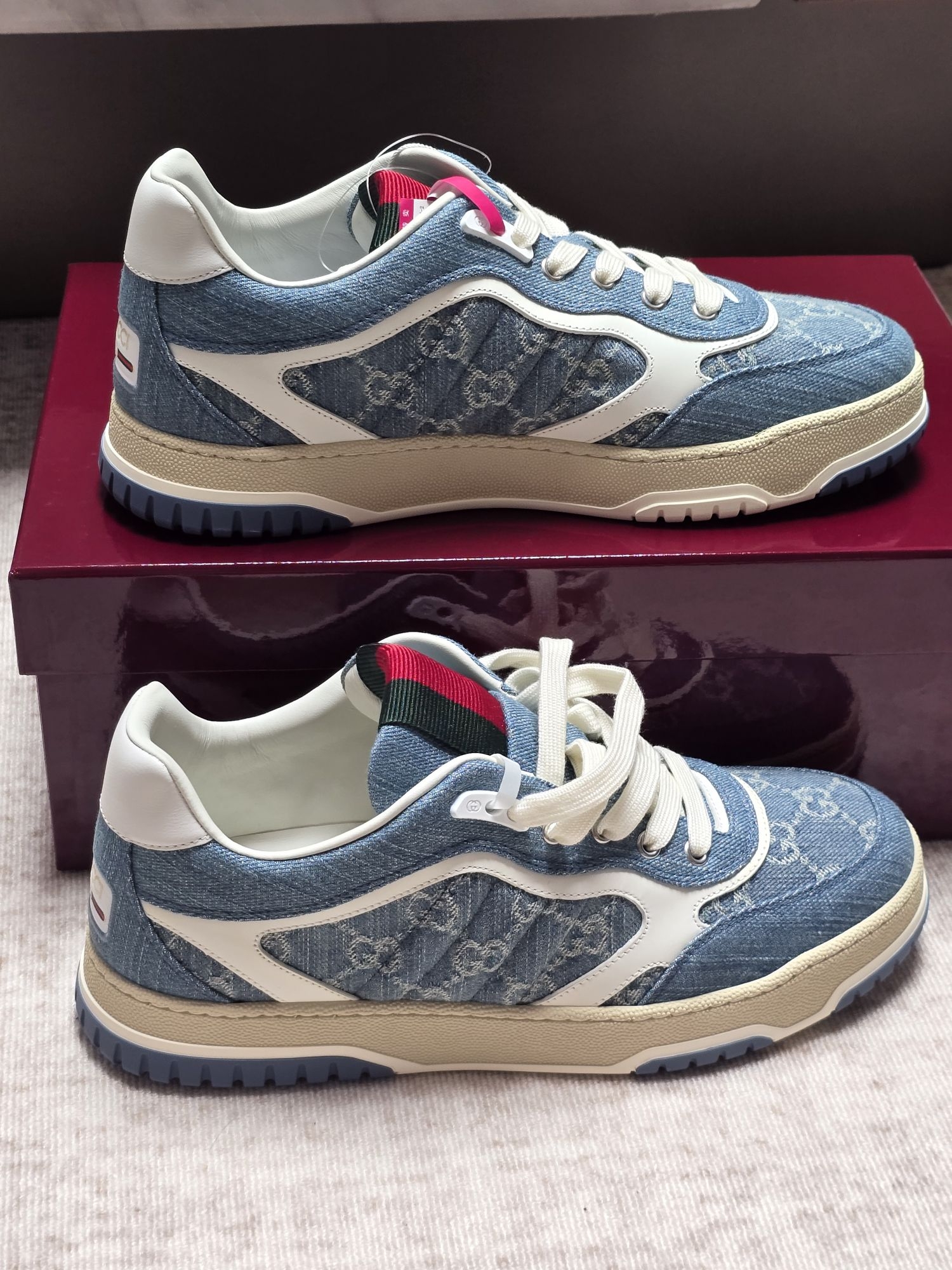 Gucci Re-Web 牛仔GG老花板鞋|复古丹宁轻奢休闲鞋