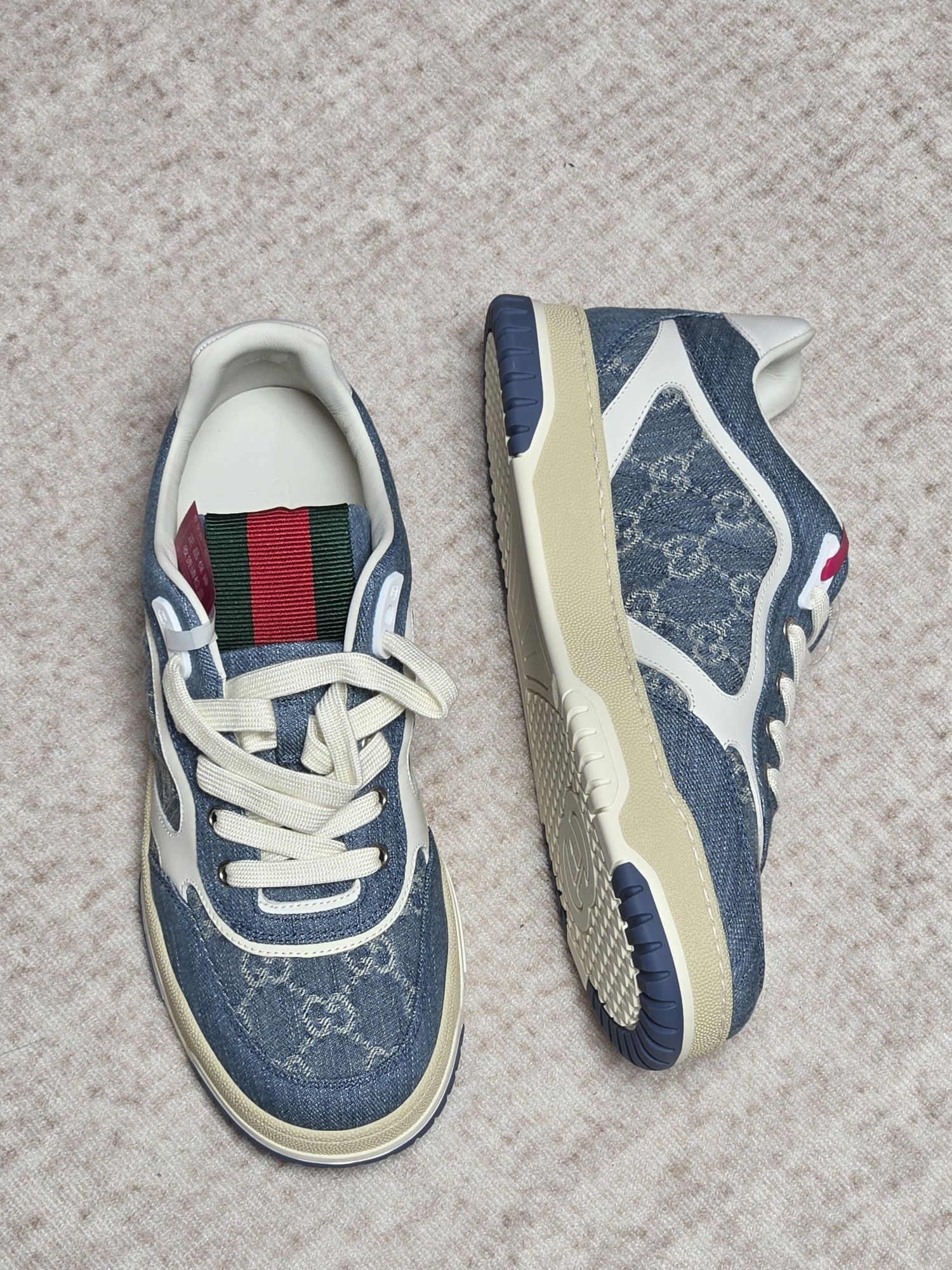 Gucci Re-Web 牛仔GG老花板鞋|复古丹宁轻奢休闲鞋