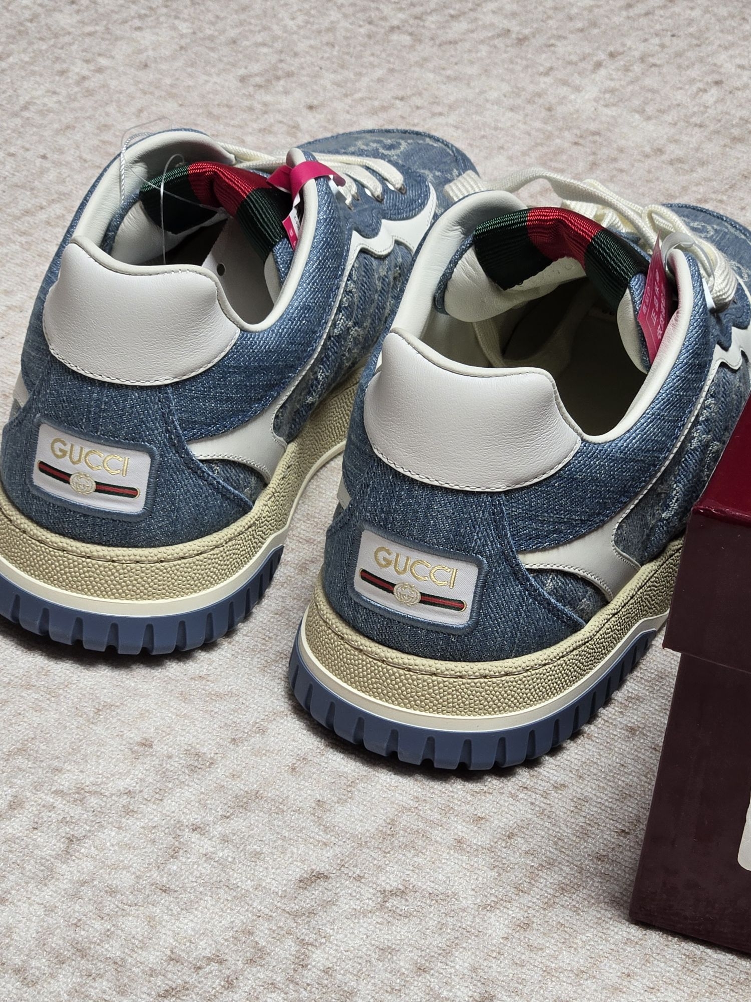 Gucci Re-Web 牛仔GG老花板鞋|复古丹宁轻奢休闲鞋