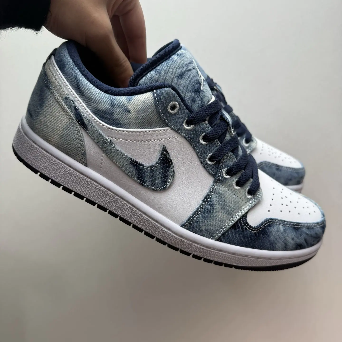藏青扎染牛仔AJ1,清爽百搭