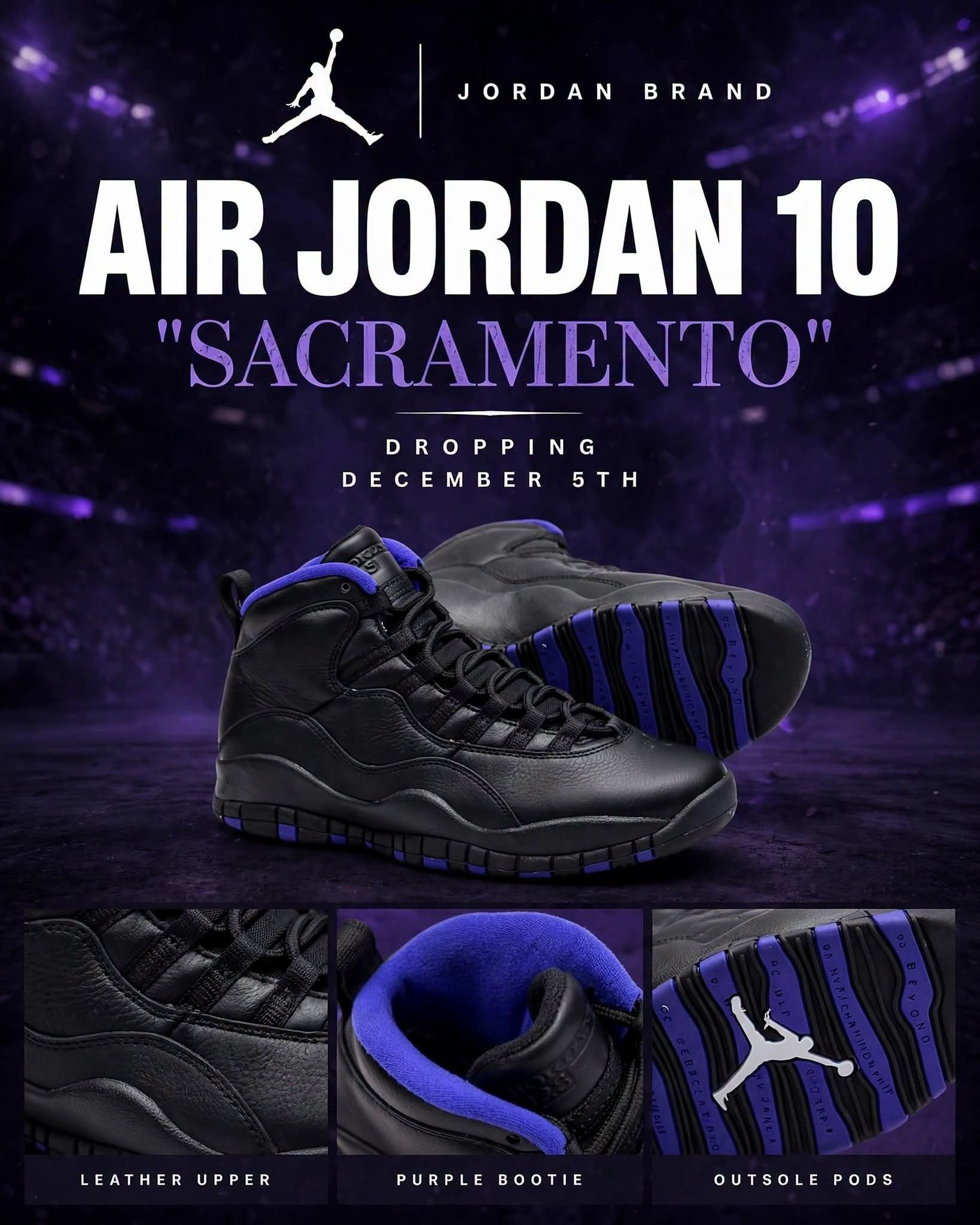 Air Jordan 10 Sacramento 国王紫｜经典城市配色回归