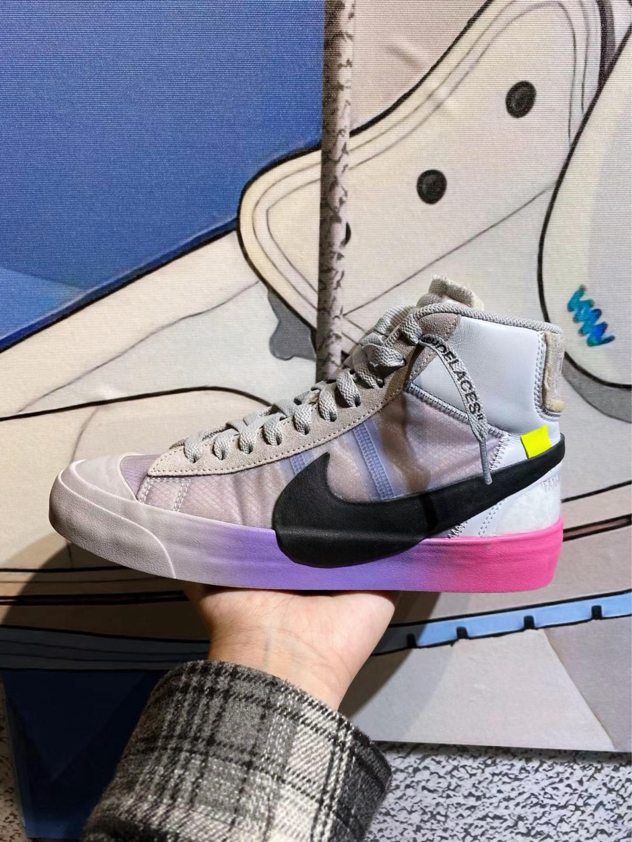 Off-white x Nike Blazer 小威灰粉紫配色｜女孩必备球鞋之一
