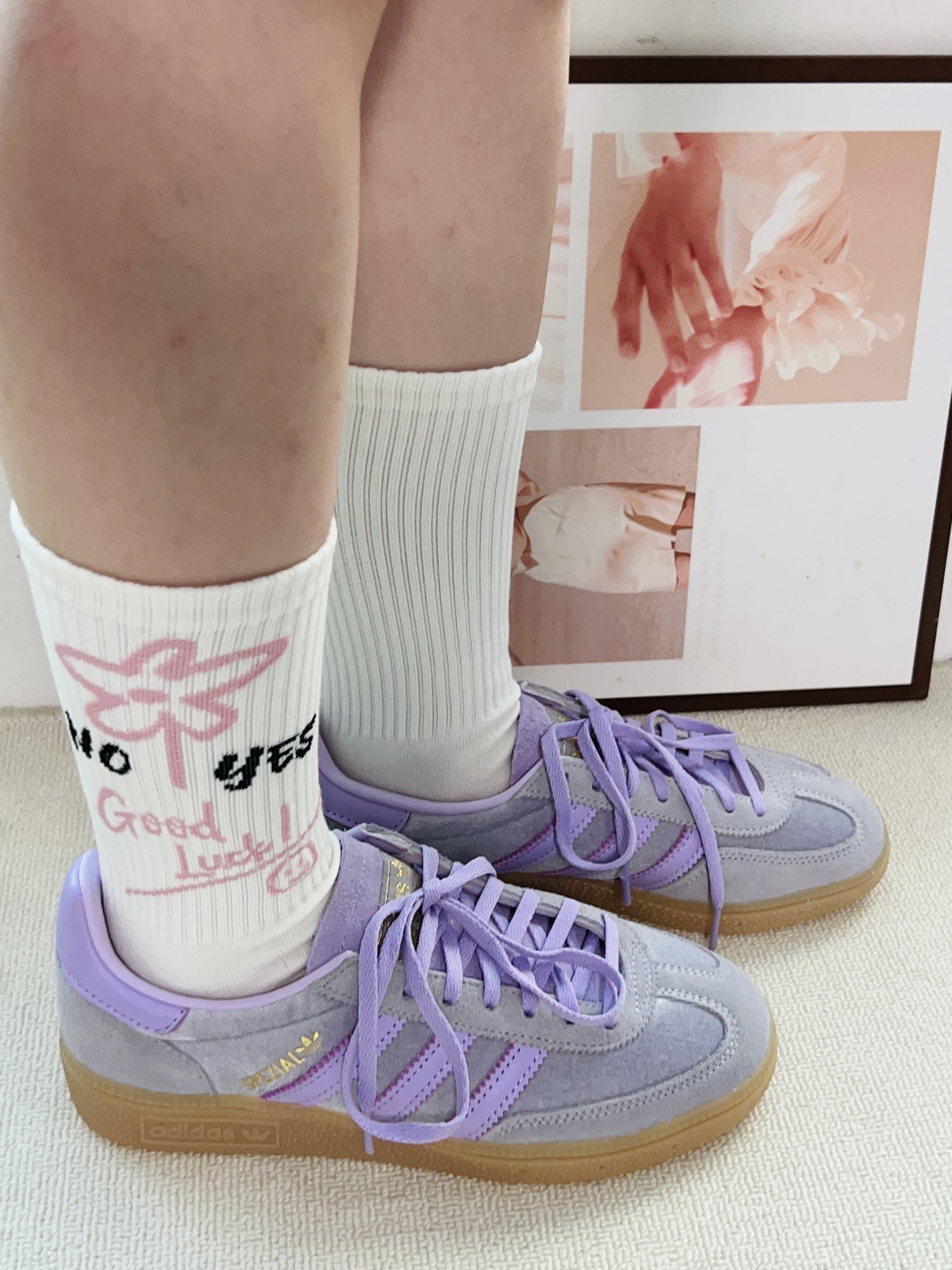 Adidas ☘️芋泥面包鞋搭上派米袜子也太好看啦💜