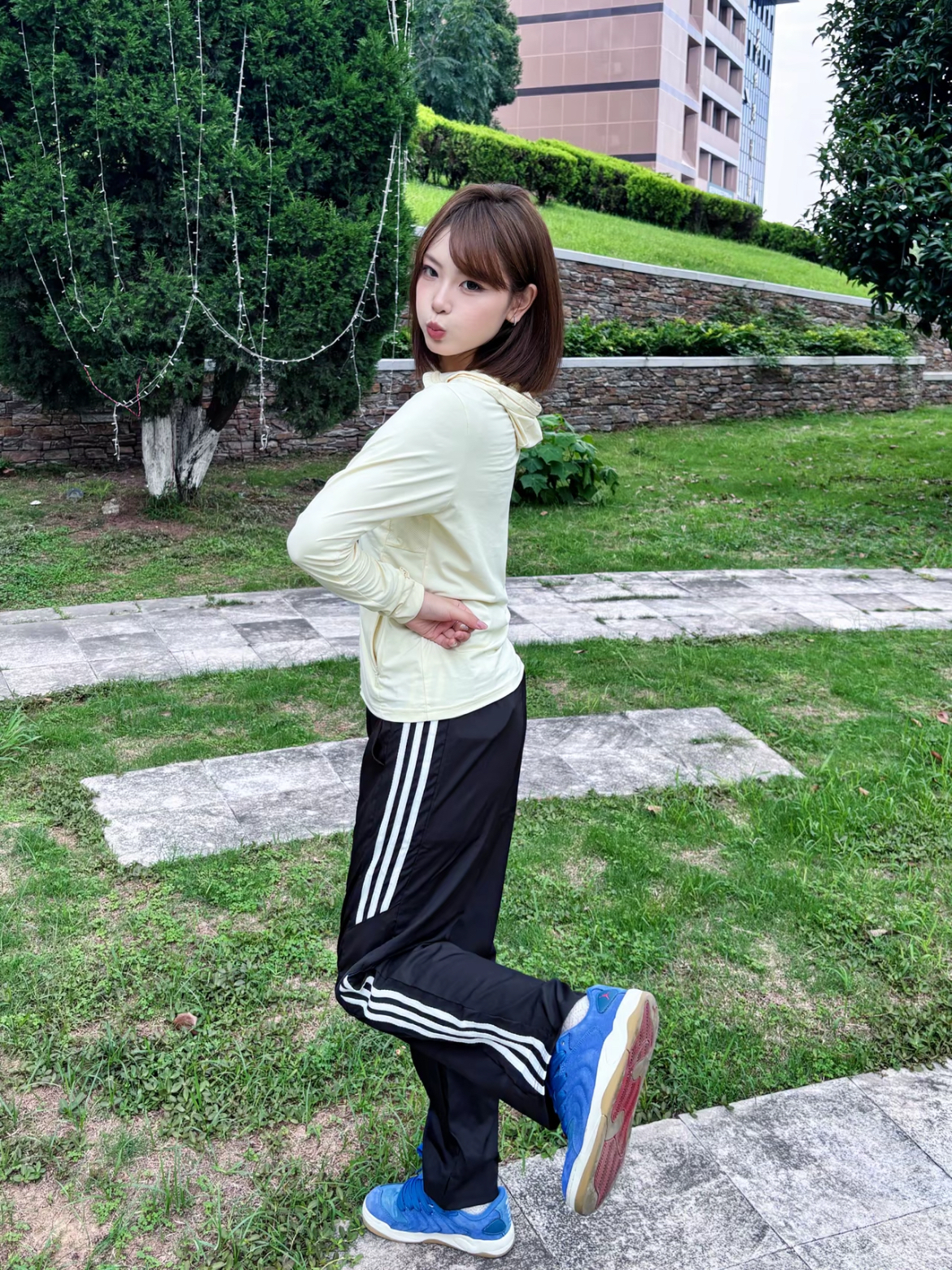 美式复古三条杠冰丝休闲裤