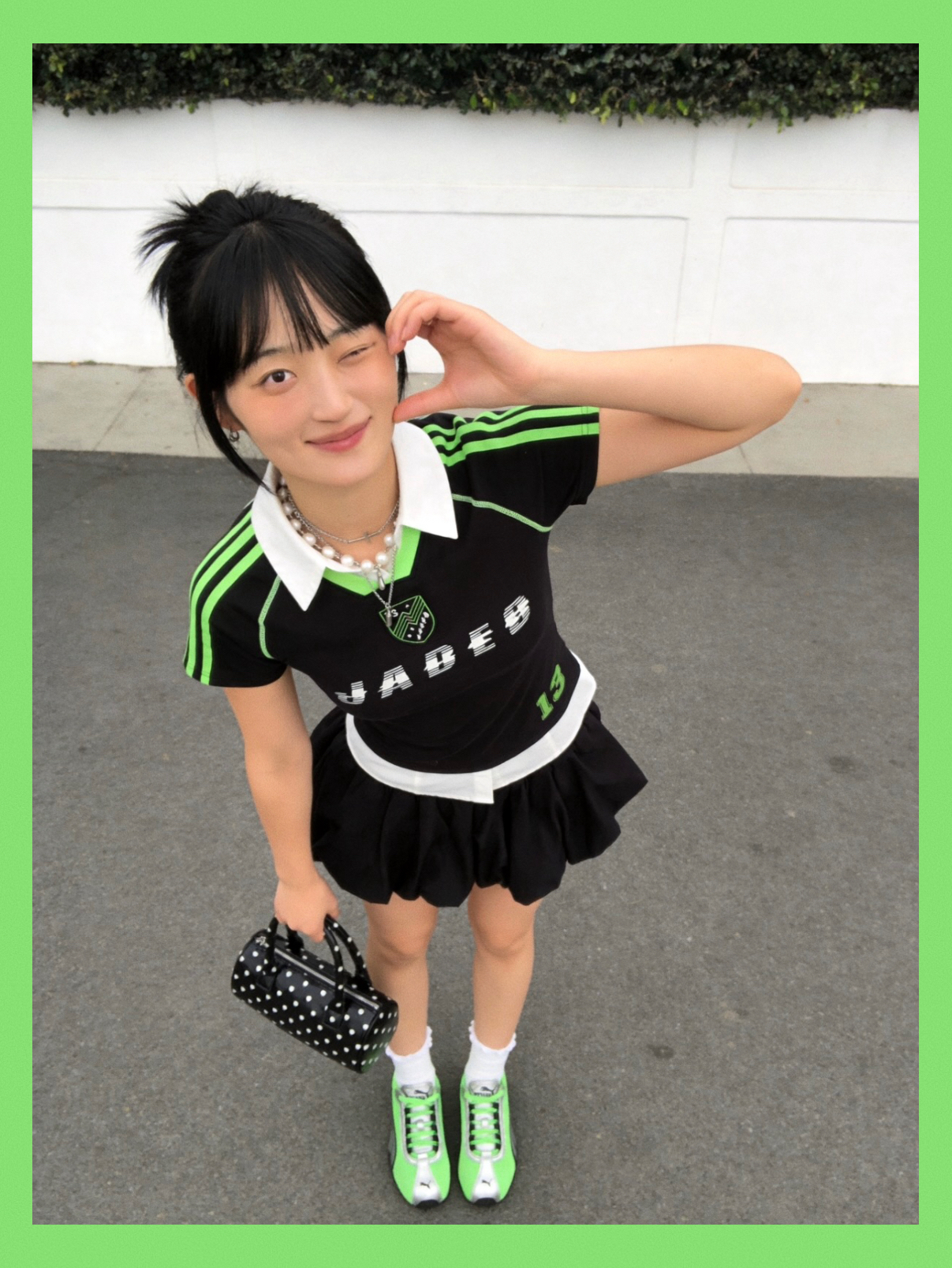 黑绿撞色辣妹球衣套装呀🖤💚