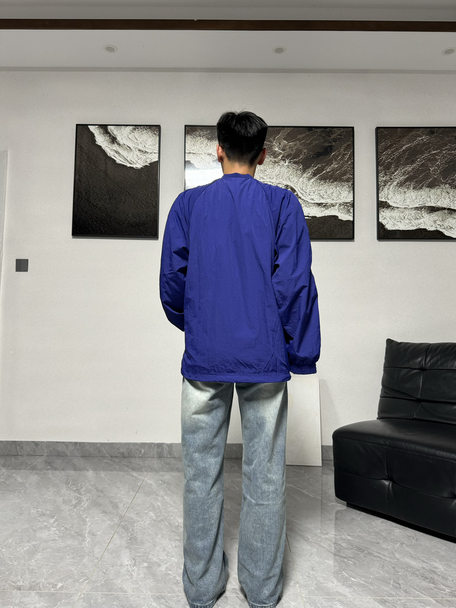 三叶草宝蓝防风外套 复古运动感