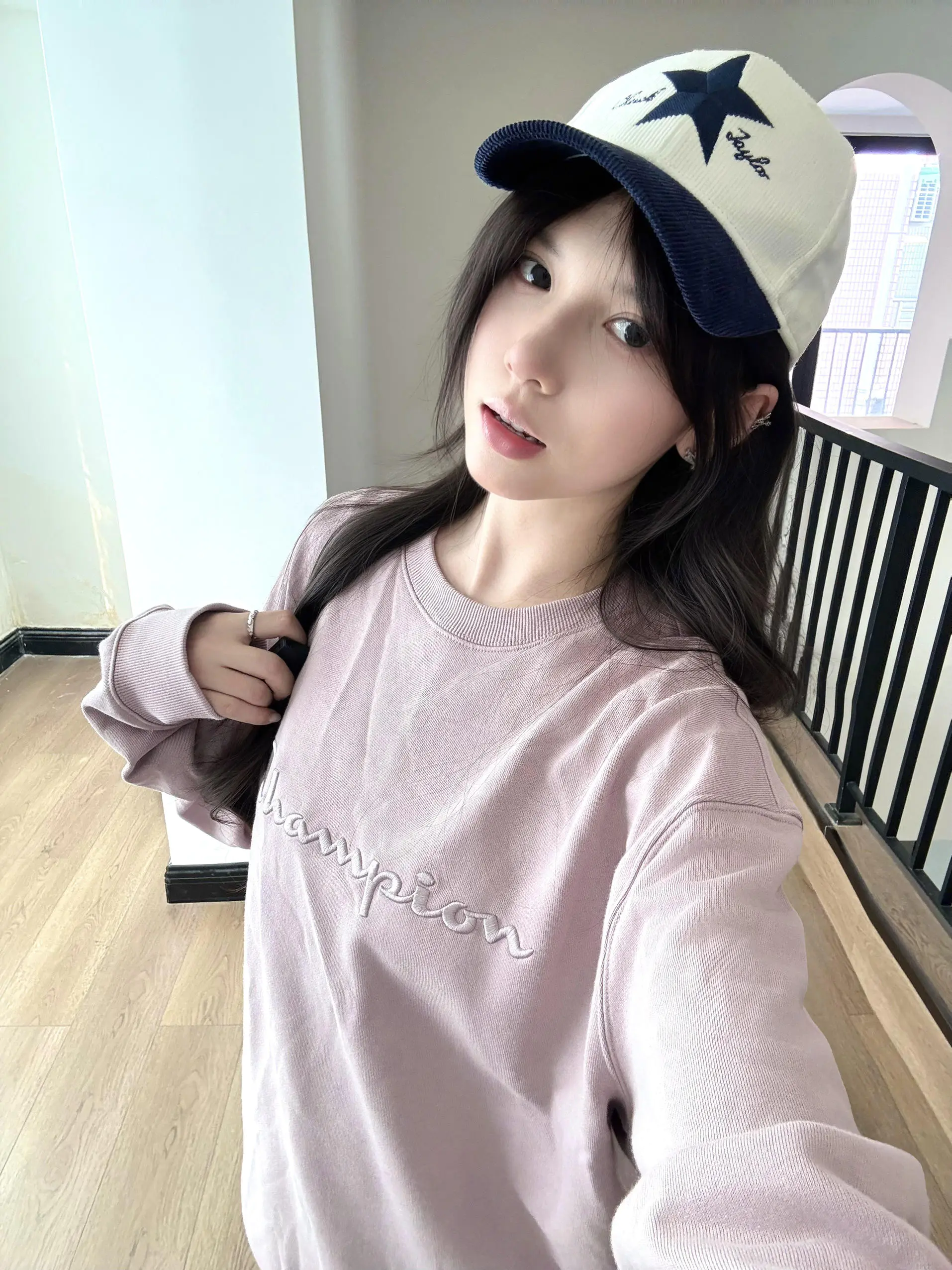 雾紫灰Champion卫衣|温柔慵懒感拉满✨