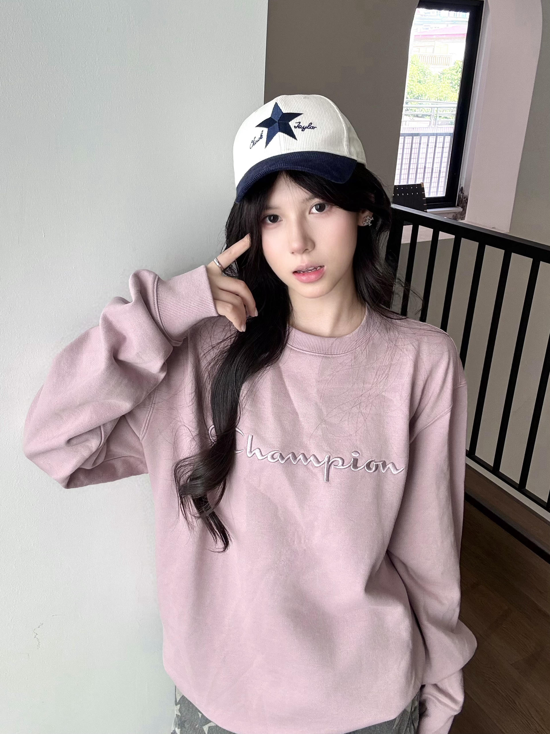 雾紫灰Champion卫衣|温柔慵懒感拉满✨