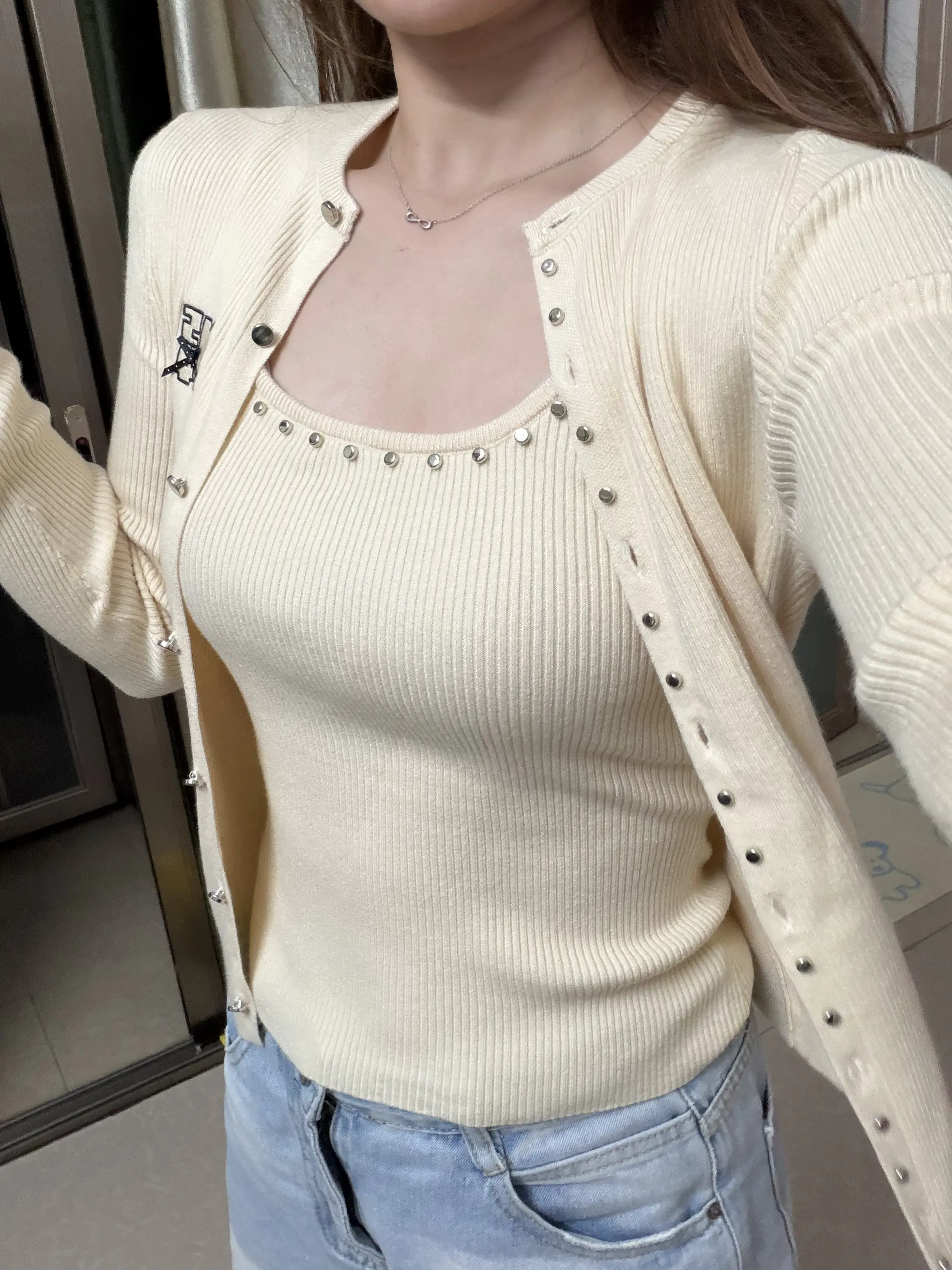 入秋纯欲穿搭!两件套针织衫美哭了