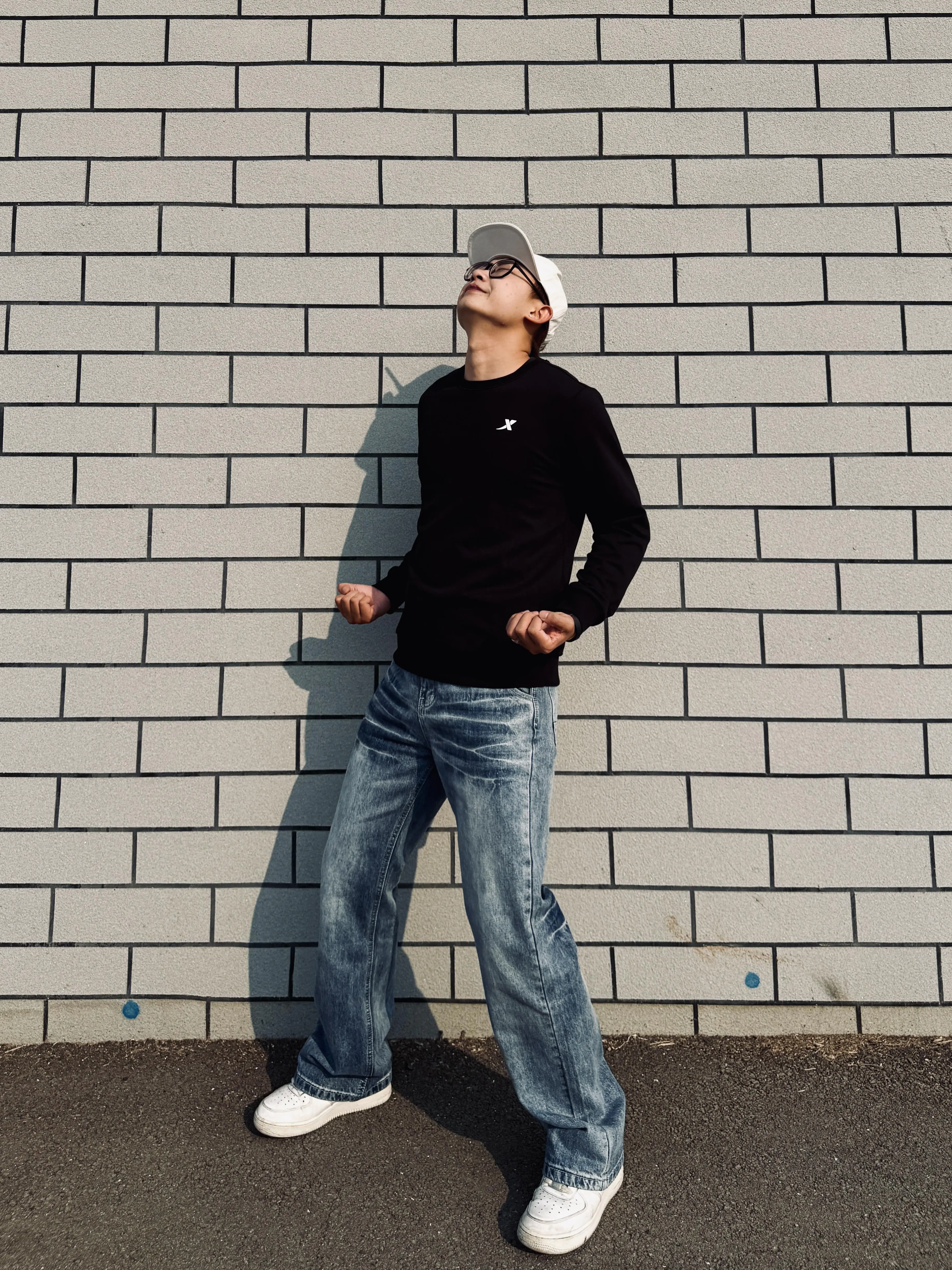 178/150男大早秋简约少年感|基础长袖➕微喇牛仔裤🍂