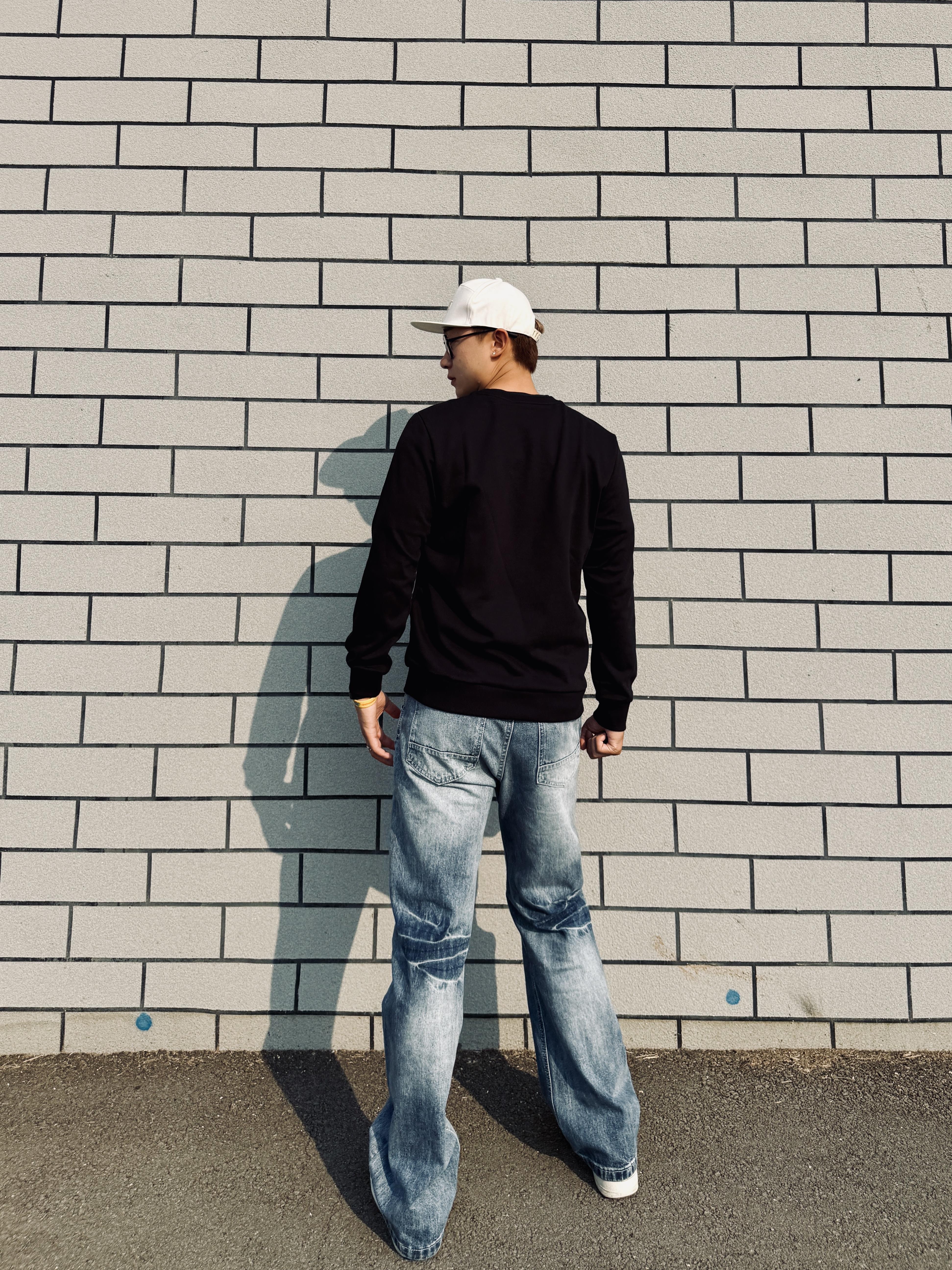 178/150男大早秋简约少年感|基础长袖➕微喇牛仔裤🍂