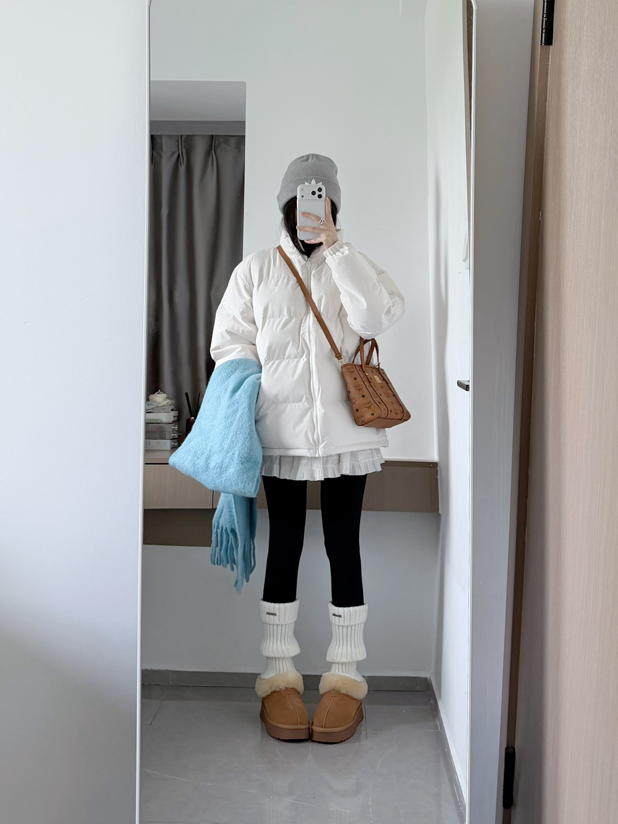冬日穿搭❄️乔丹白色面包棉服好韩好好看！