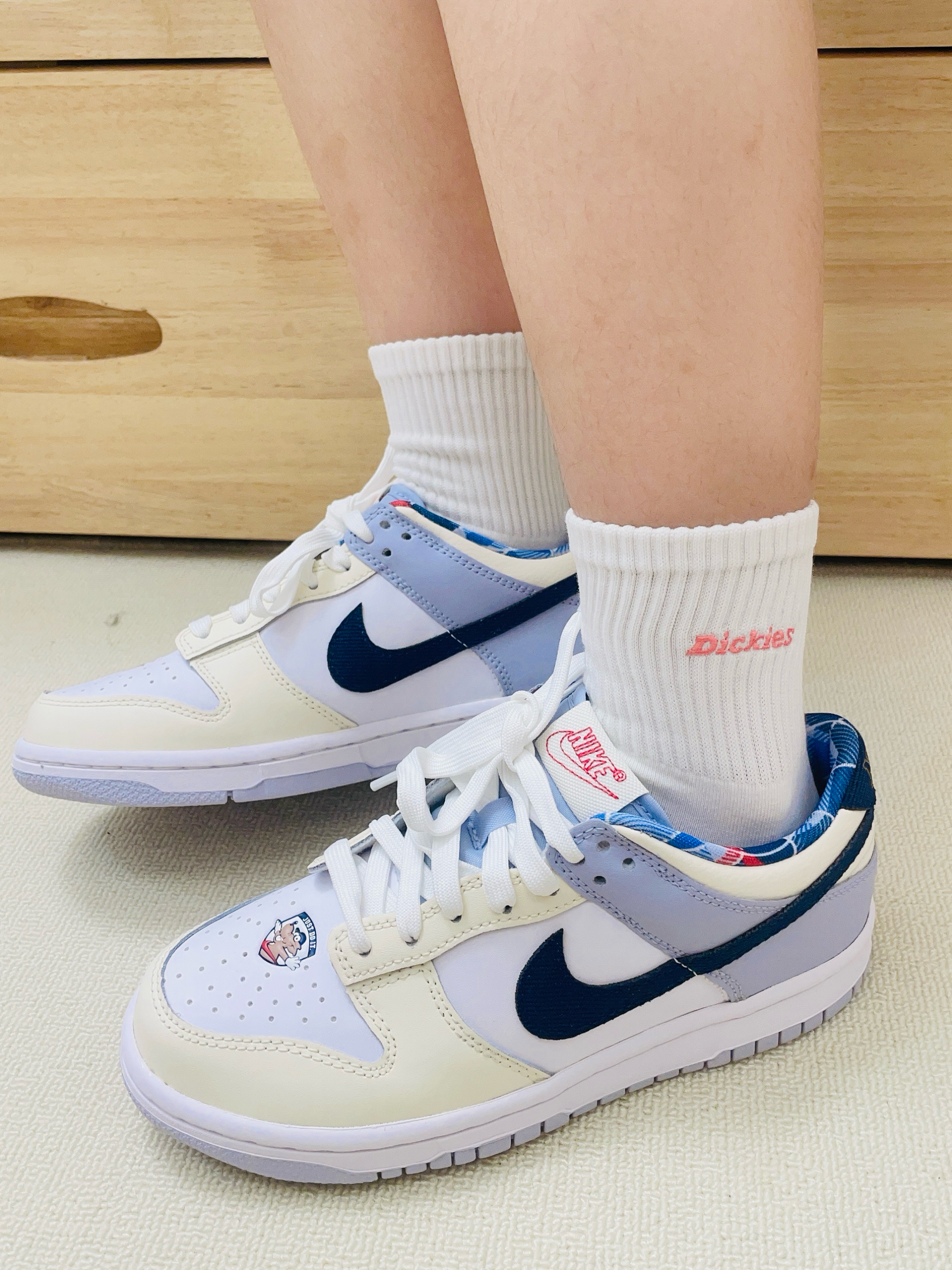 Nike板鞋浅紫奶油黄配色✨搭上新袜子好清新呀