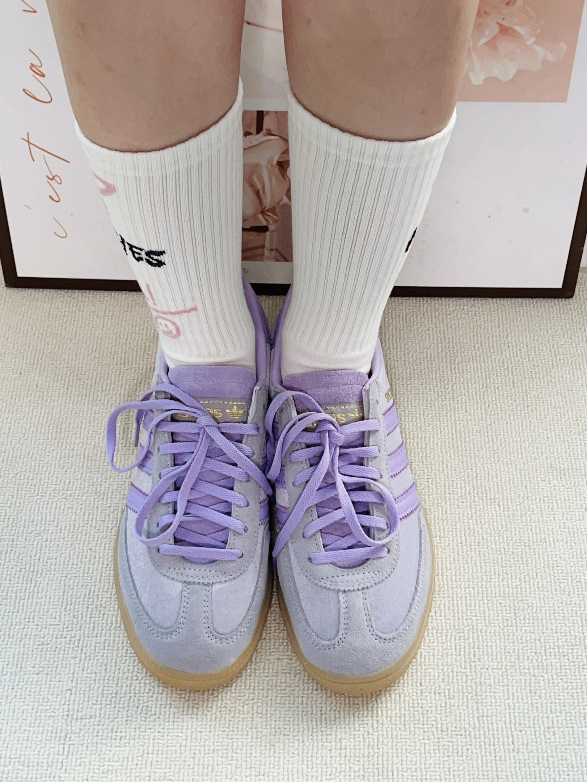 Adidas ☘️芋泥面包鞋搭上派米袜子也太好看啦💜