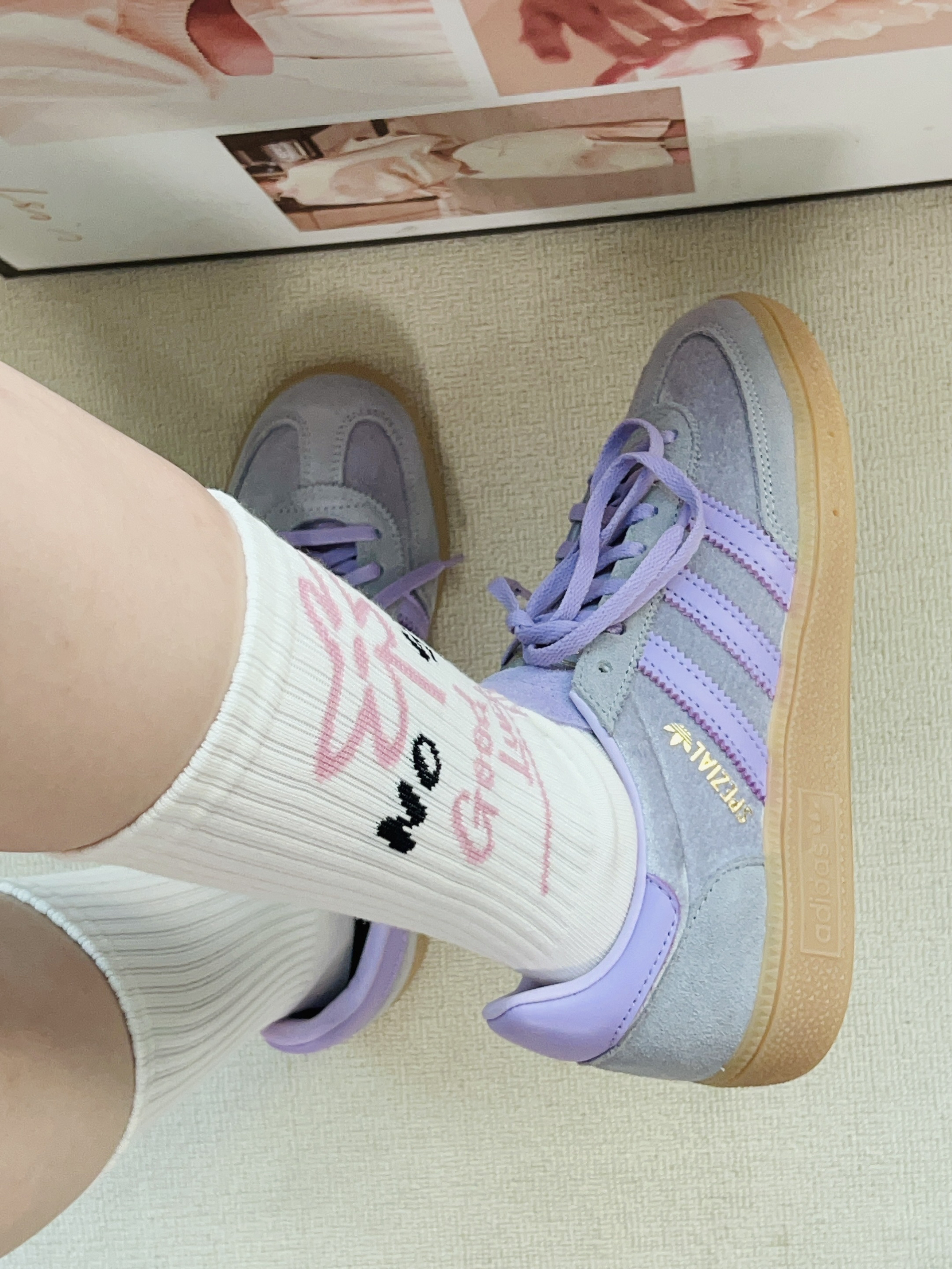 Adidas ☘️芋泥面包鞋搭上派米袜子也太好看啦💜