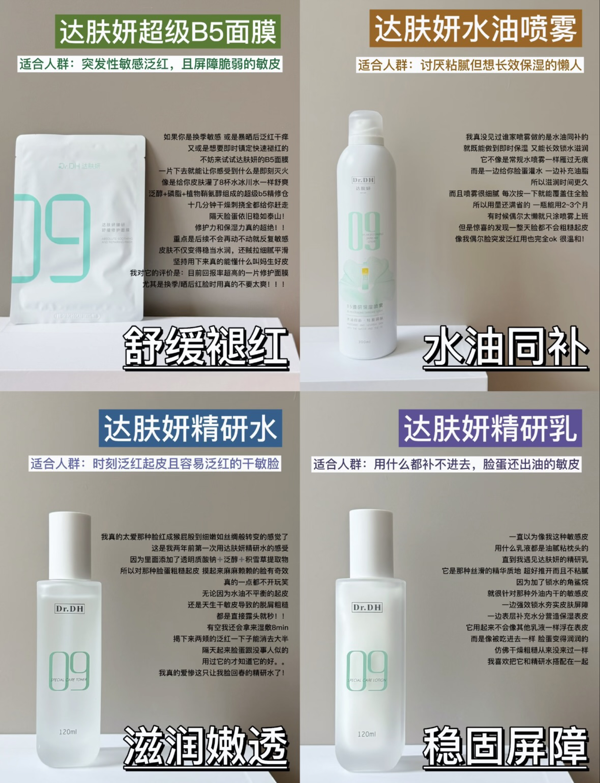 达肤妍敏皮救星系列实测！外油内干/泛红起皮/懒人保湿/紧急修护一篇搞定