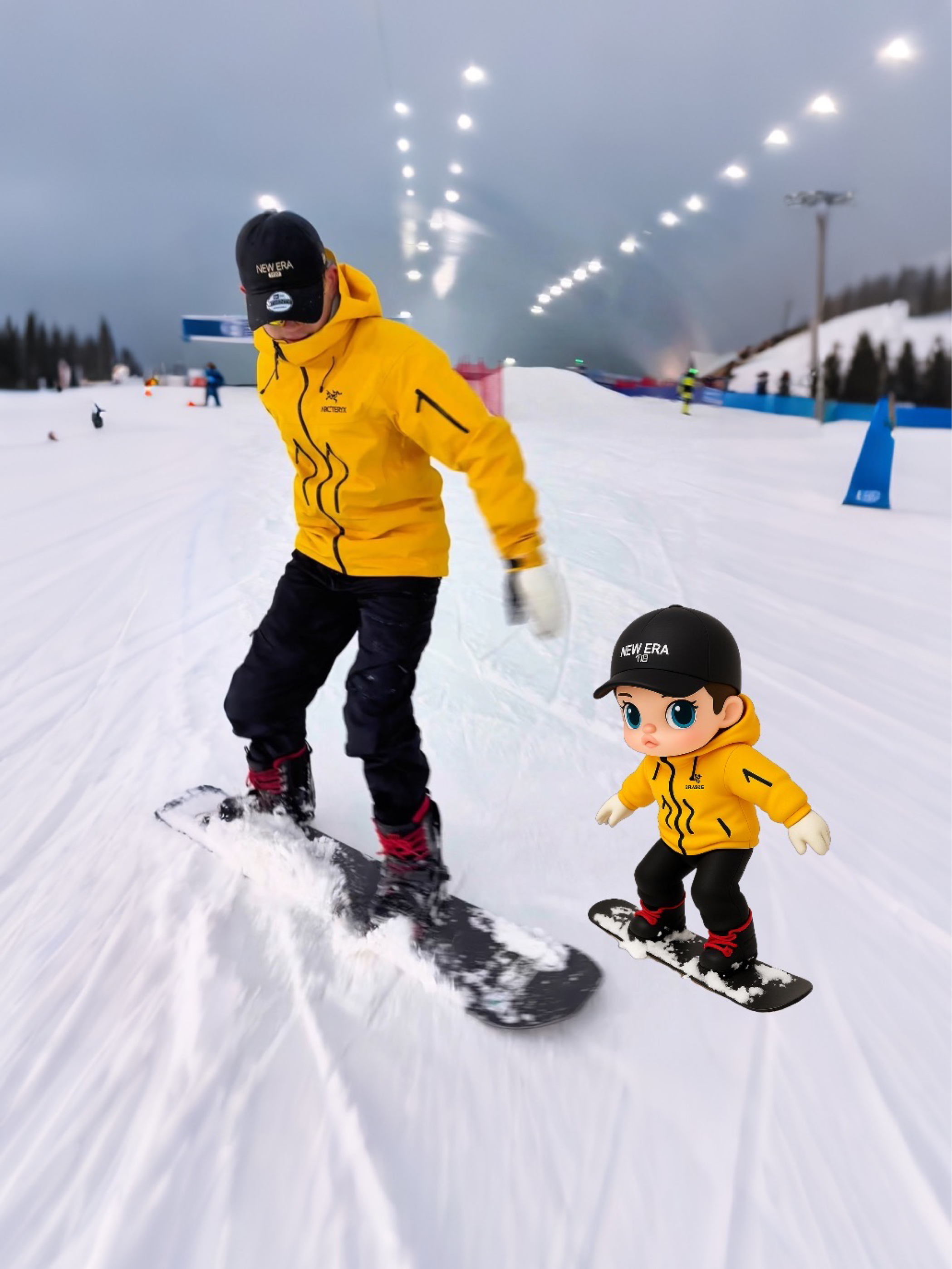 黄得晃眼🏂雪场最靓的仔