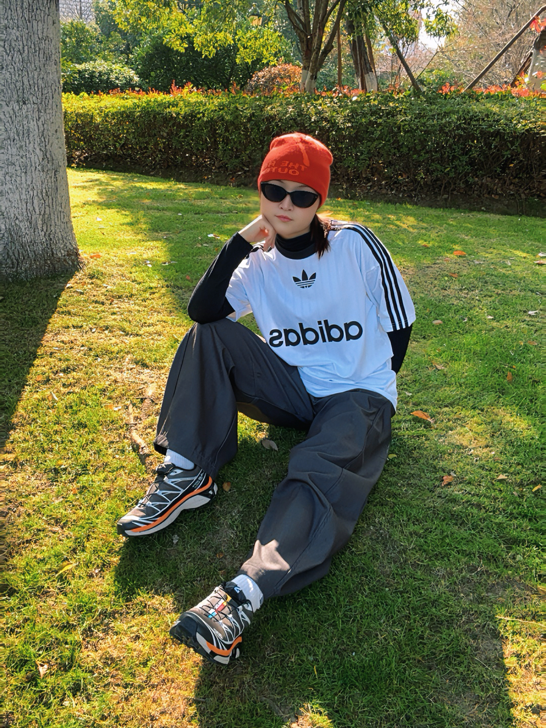 阿迪和萨洛蒙XT6-阳光橙☀️真的好配啊