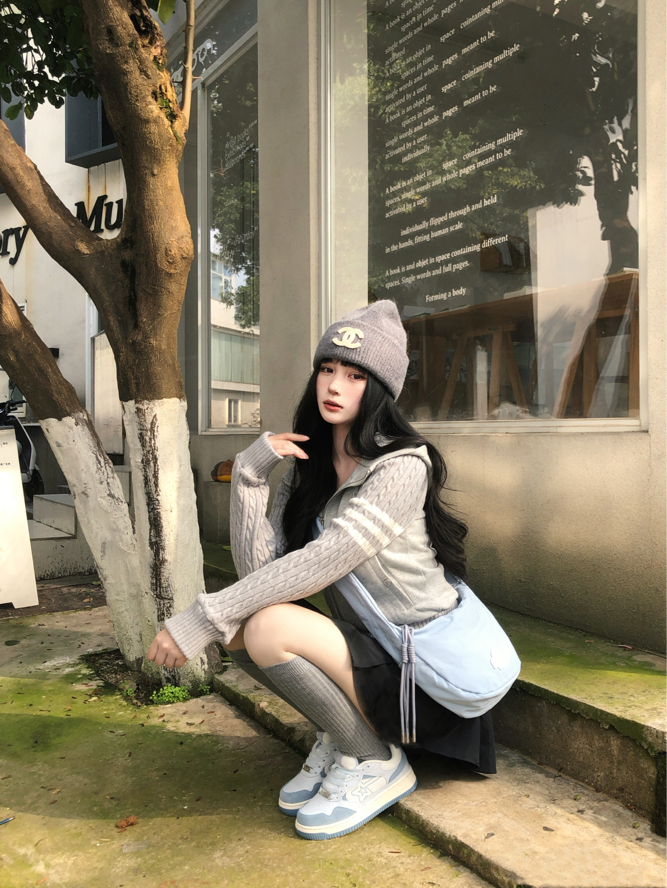 早春灰蓝调复古感look🦋