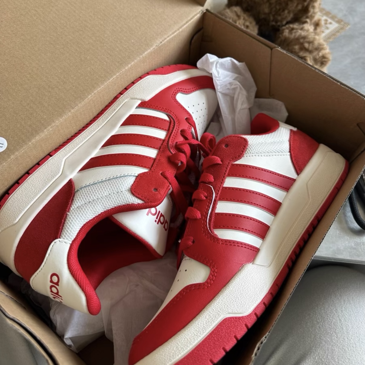 adidas neo Entrap 红白板鞋