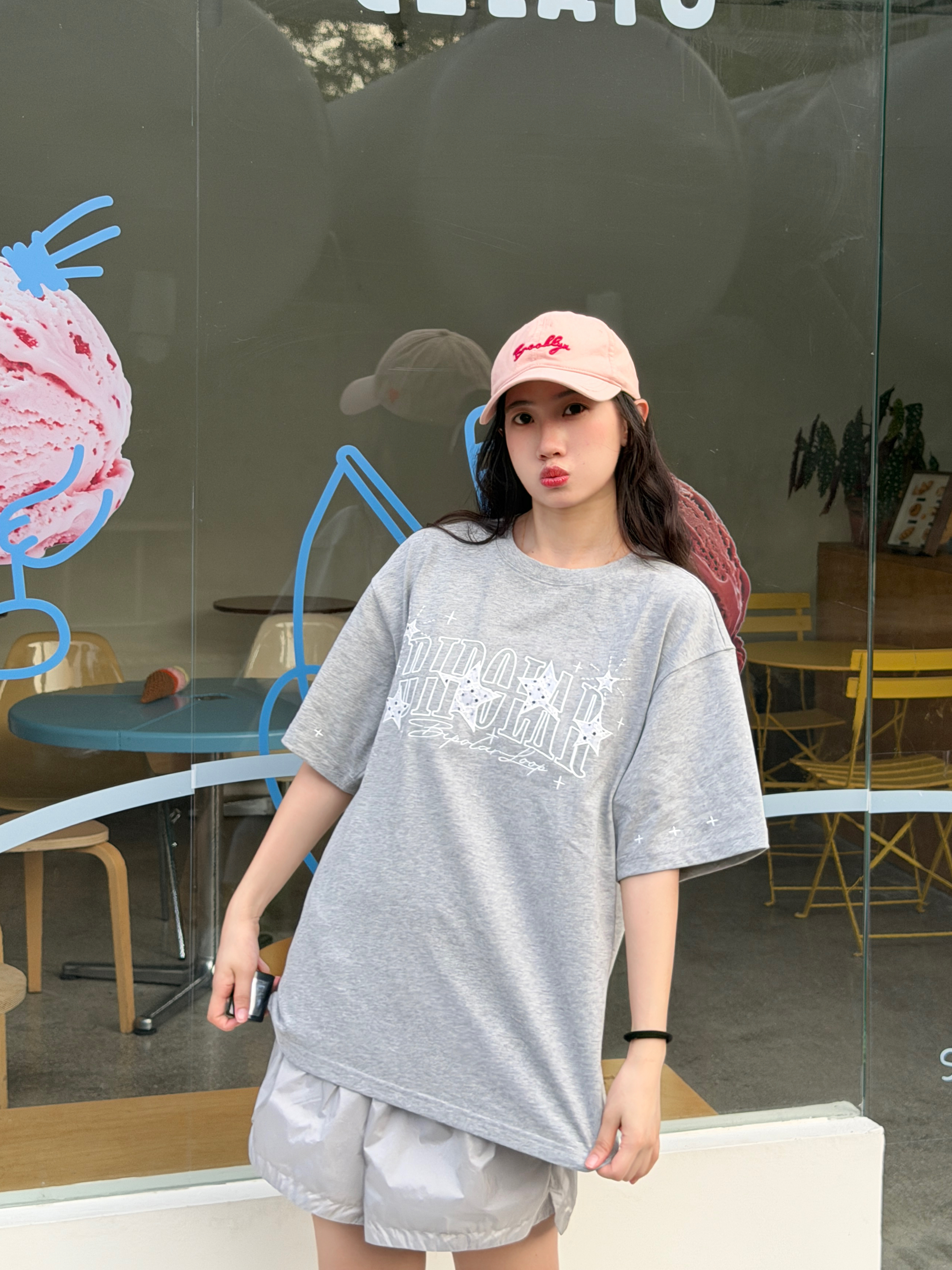 谁能拒绝BIPOLAR！纯棉贴布灰T太好搭